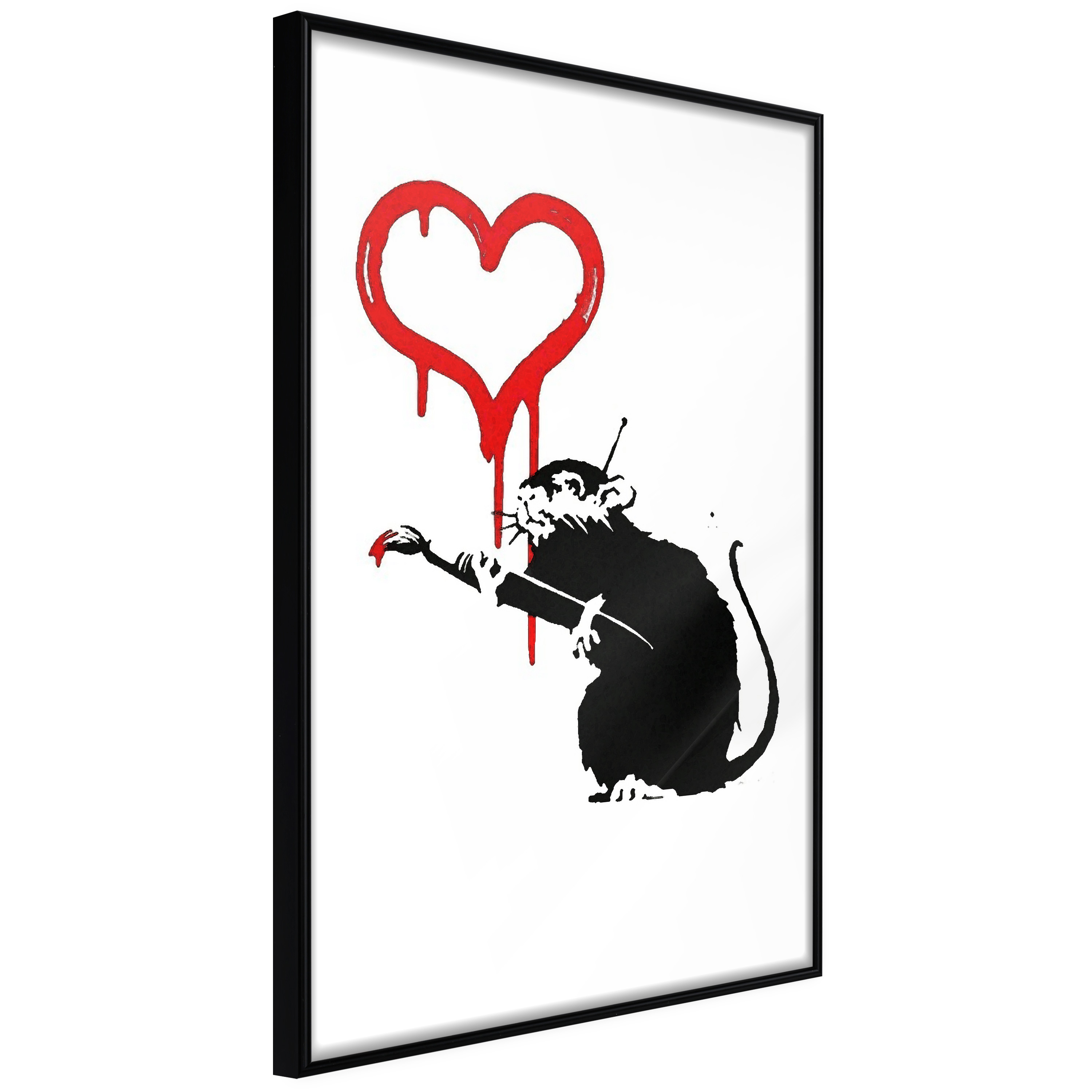 Billede af ARTGEIST Plakat med ramme - Banksy: Love Rat Guld med passepartout 20x30