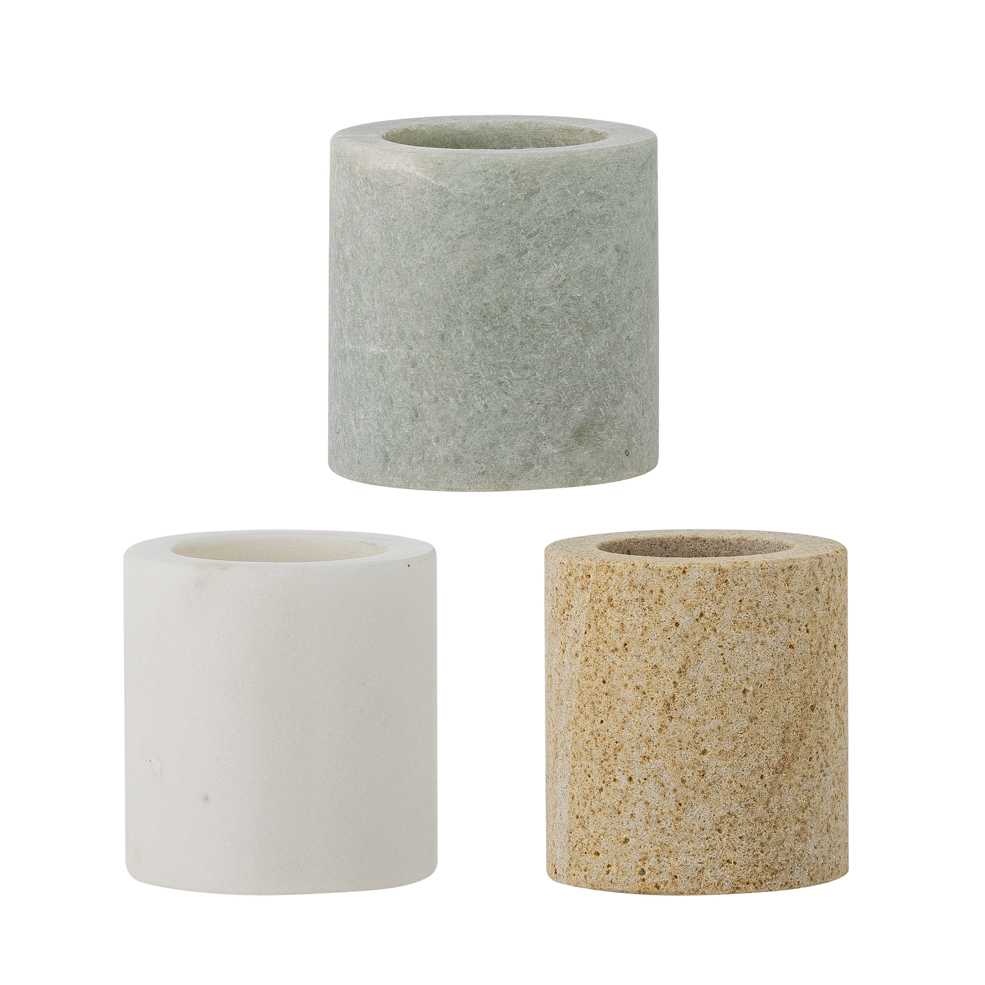 BLOOMINGVILLE Kokui krukke, rund - natur marmor (sæt af 3)