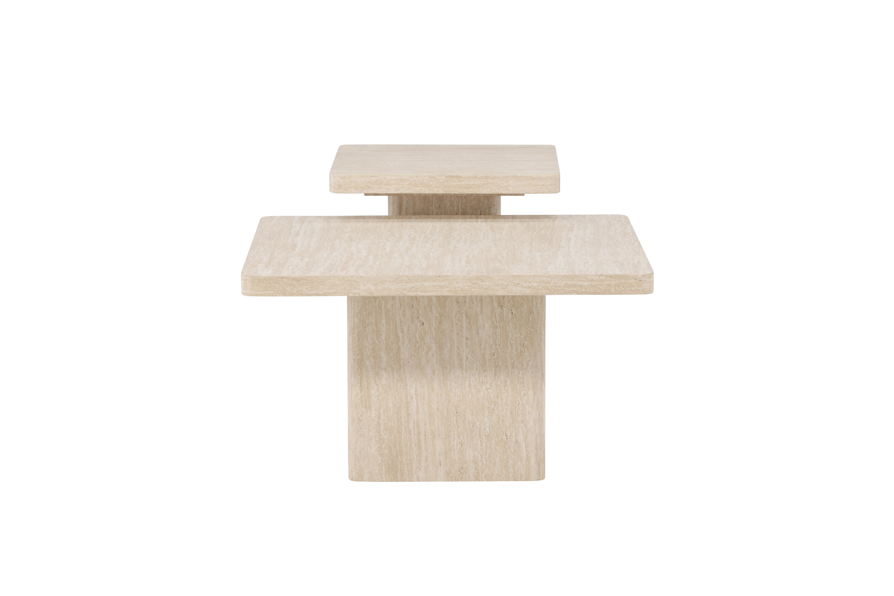 VENTURE HOME Qvart sofabord 80x80x46 cm + 50x50x56 cm – Travertinlook