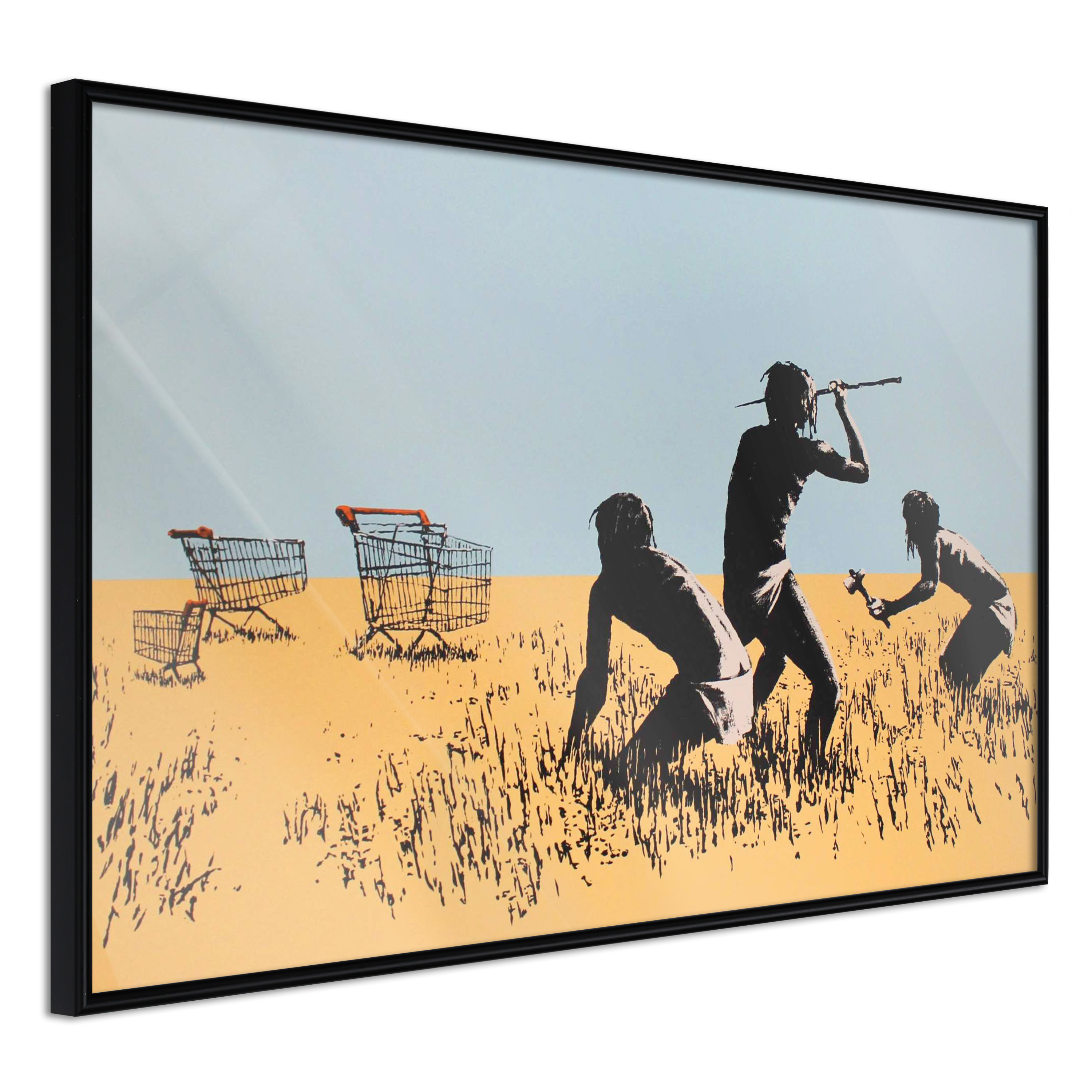 ARTGEIST Plakat med ramme - Banksy: Trolley Hunters Sort med passepartout 30x20