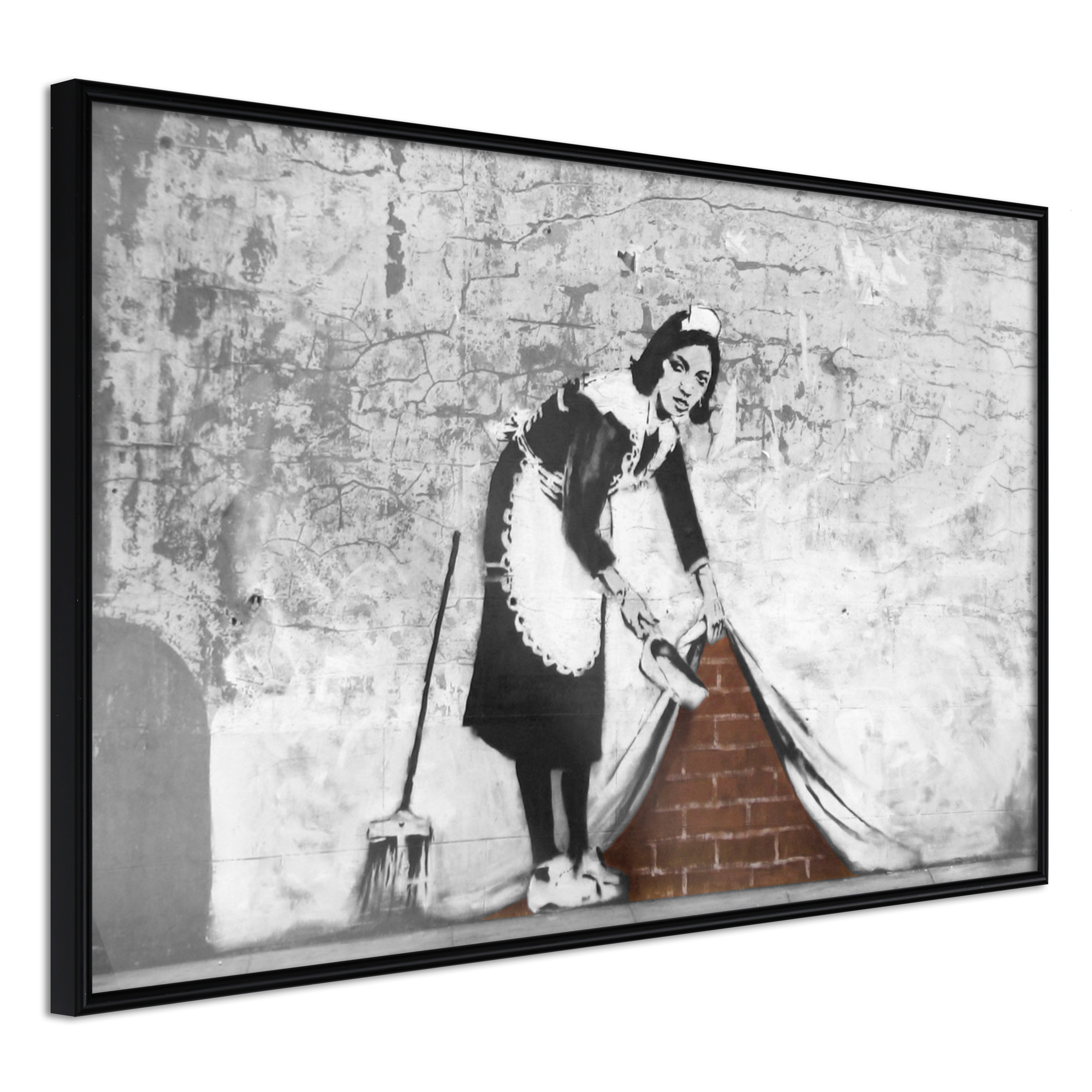 Billede af ARTGEIST Plakat med ramme - Banksy: Sweep it Under the Carpet Sort med passepartout 30x20