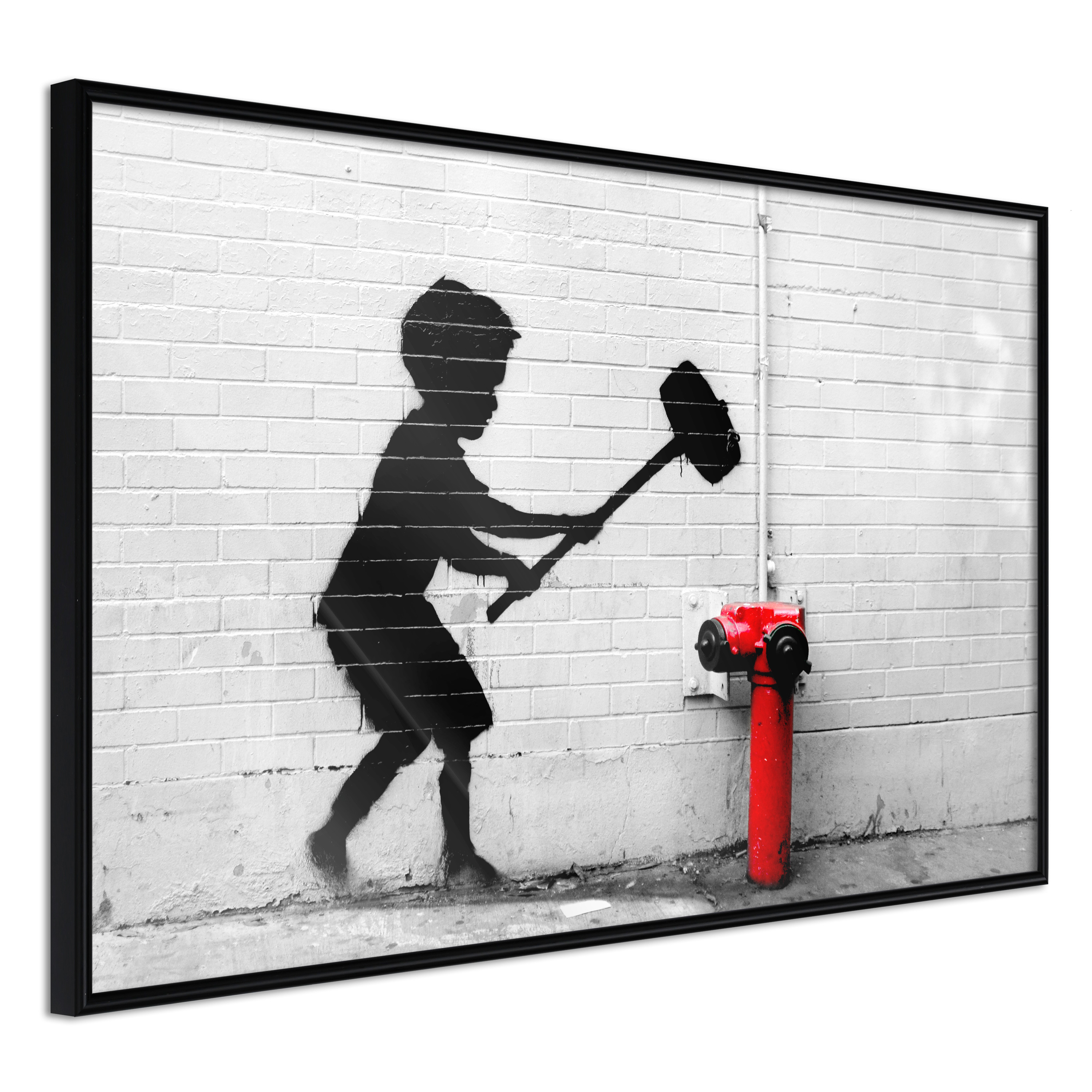 ARTGEIST Plakat med ramme - Banksy: Hammer Boy Sort 90x60