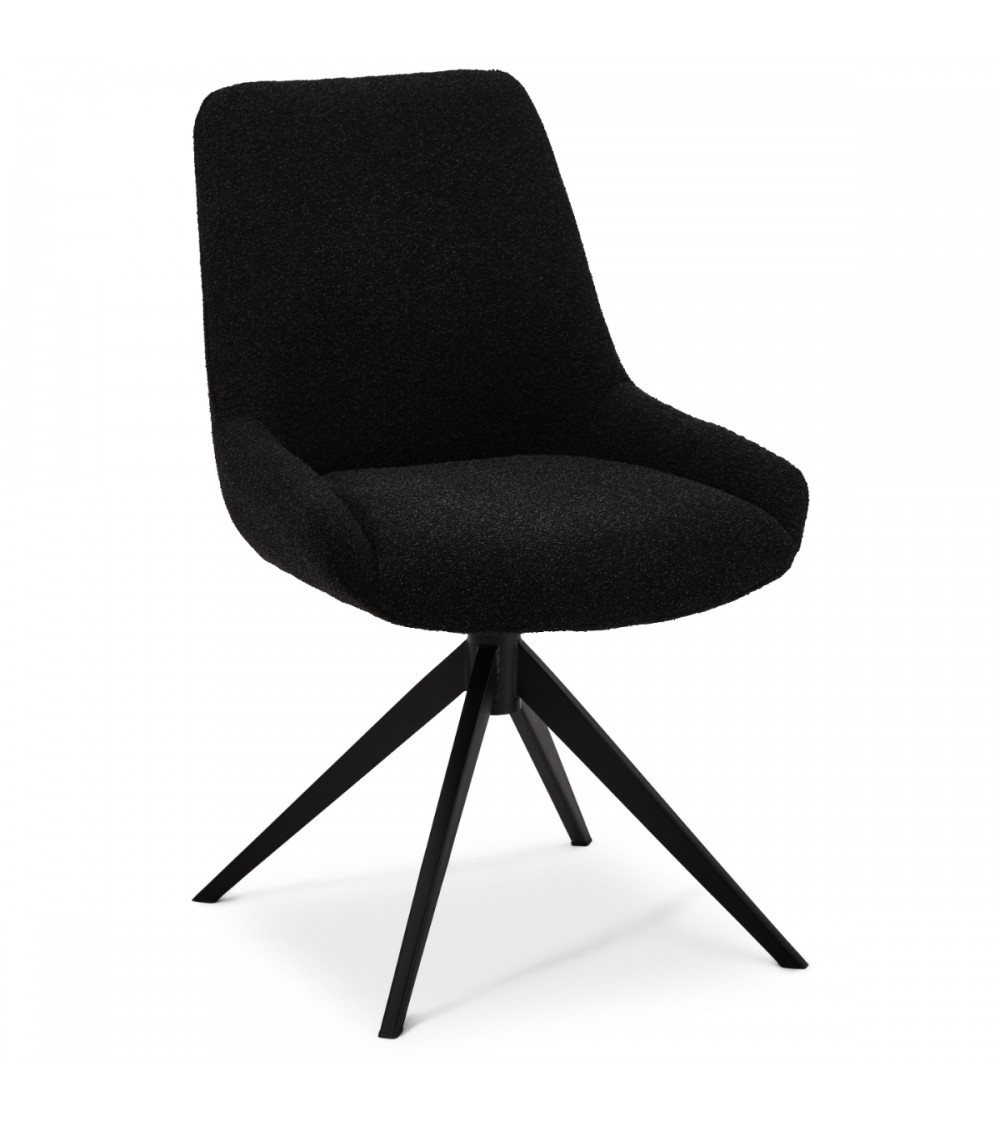 Helena spisebordsstol, m. drejefunktion - sort polyester stof og sort metal