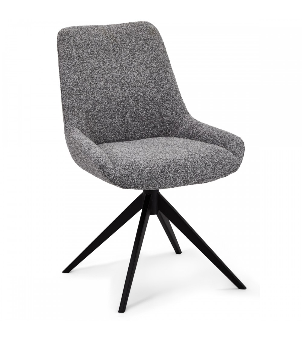 Helena spisebordsstol, m. drejefunktion - grå polyester stof og sort metal