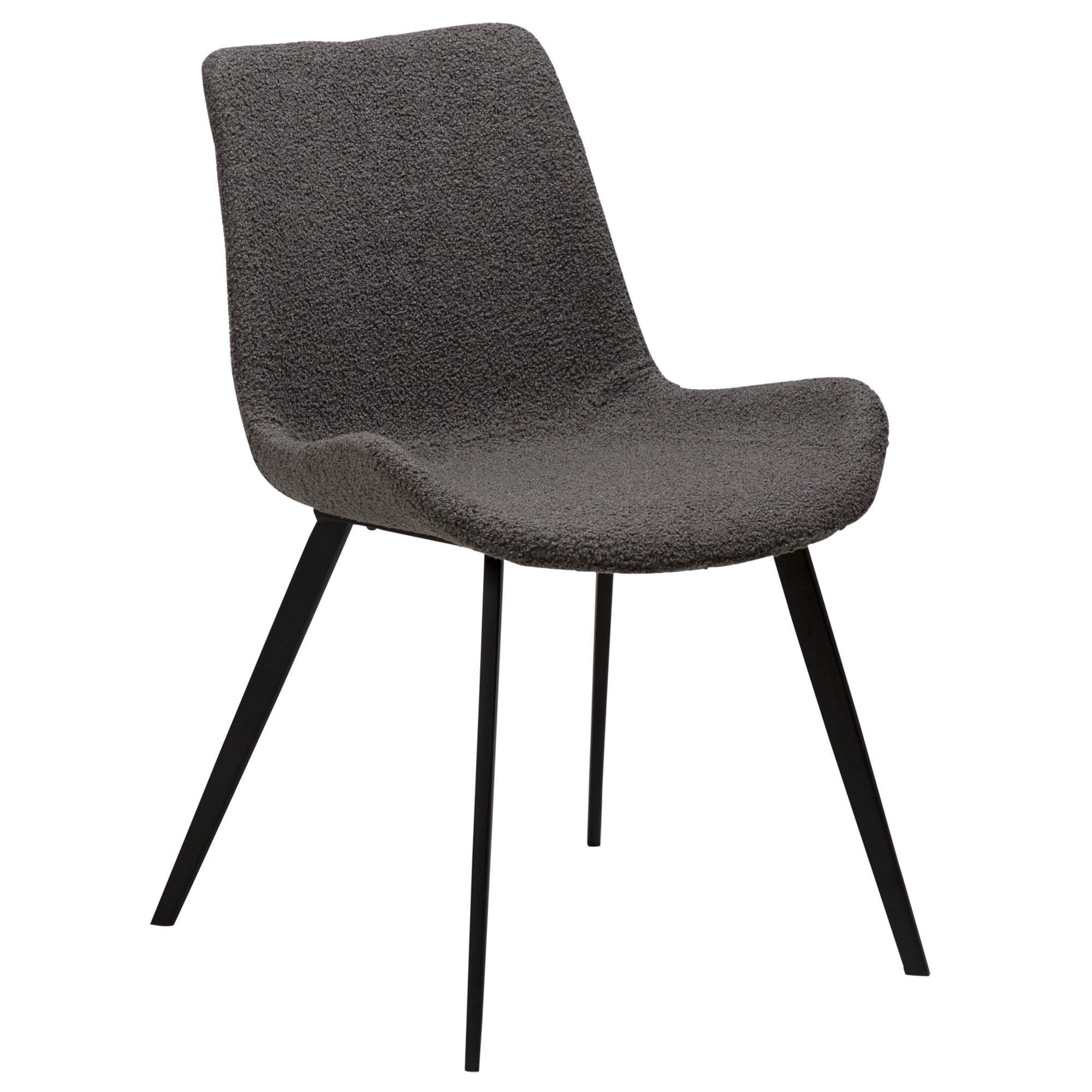 DAN-FORM Hype spisebordsstol - grå RPES bouclé stof og sort stål