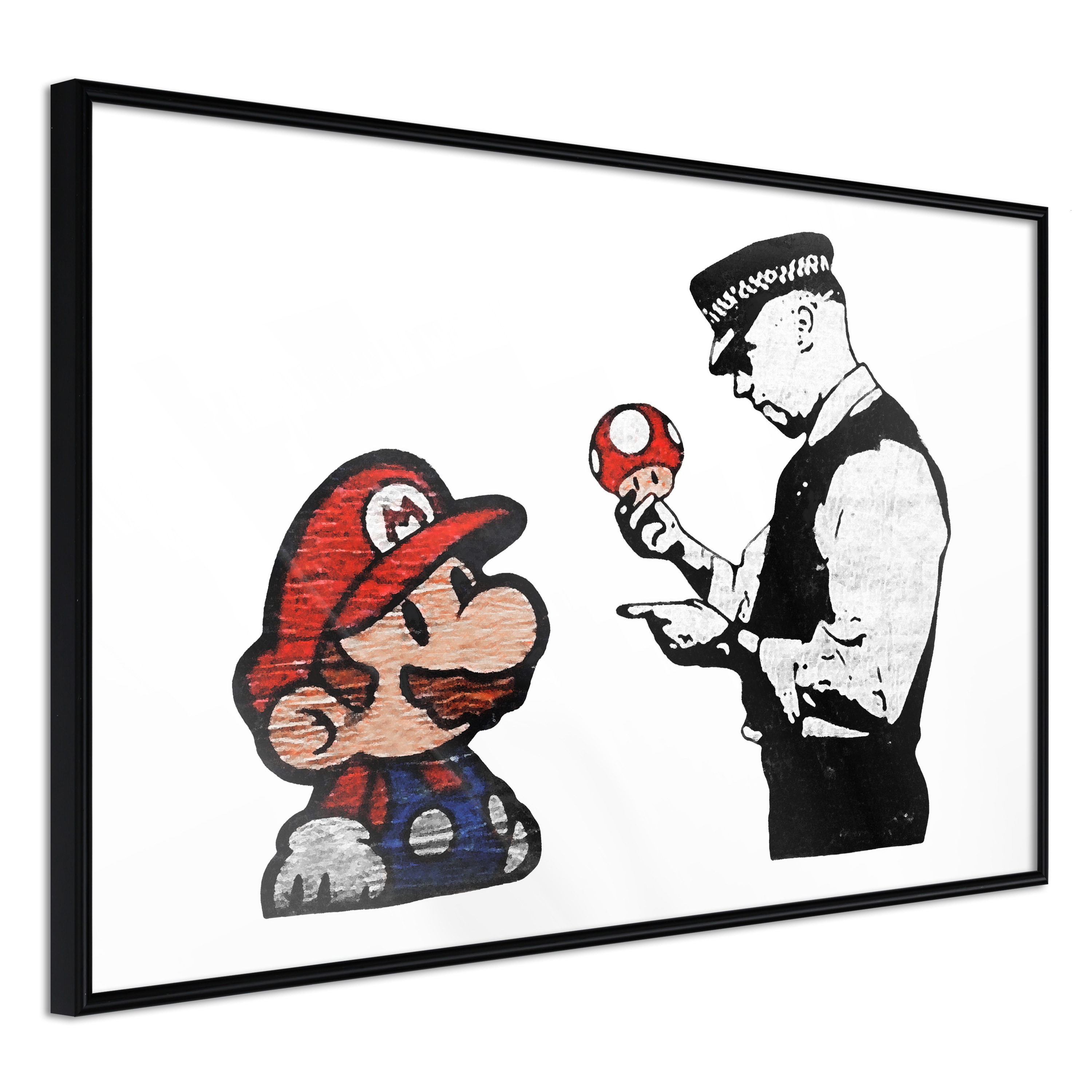 Billede af ARTGEIST Plakat med ramme - Banksy: Mario and Copper Sort 30x20