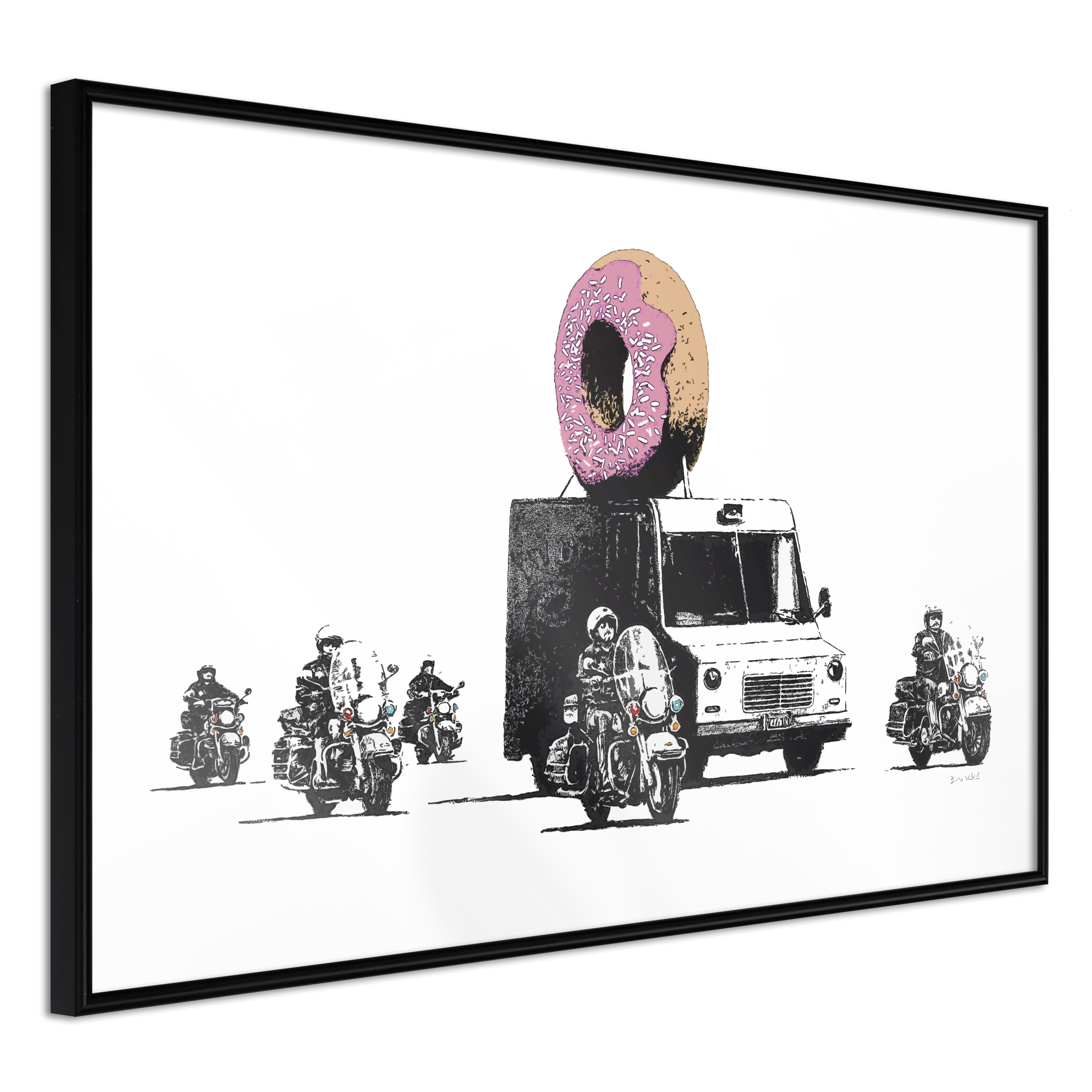 Billede af ARTGEIST Plakat med ramme - Banksy: Donuts (Strawberry) Sort med passepartout 30x20