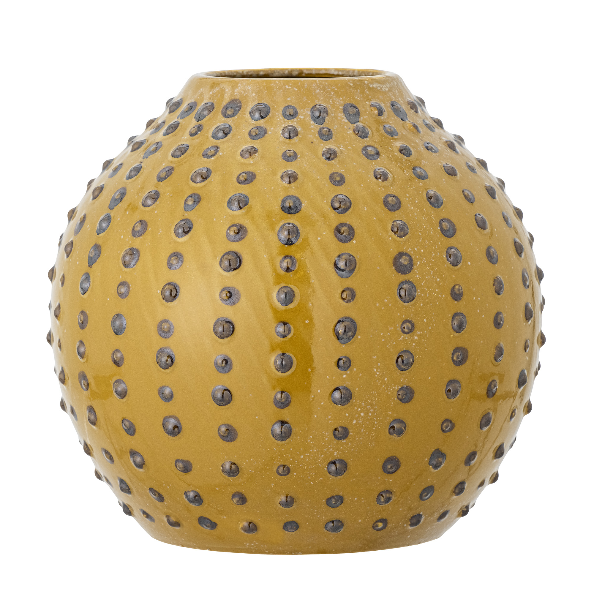 5: CREATIVE COLLECTION Toofan vase, rund - gul stentøj (H:26)