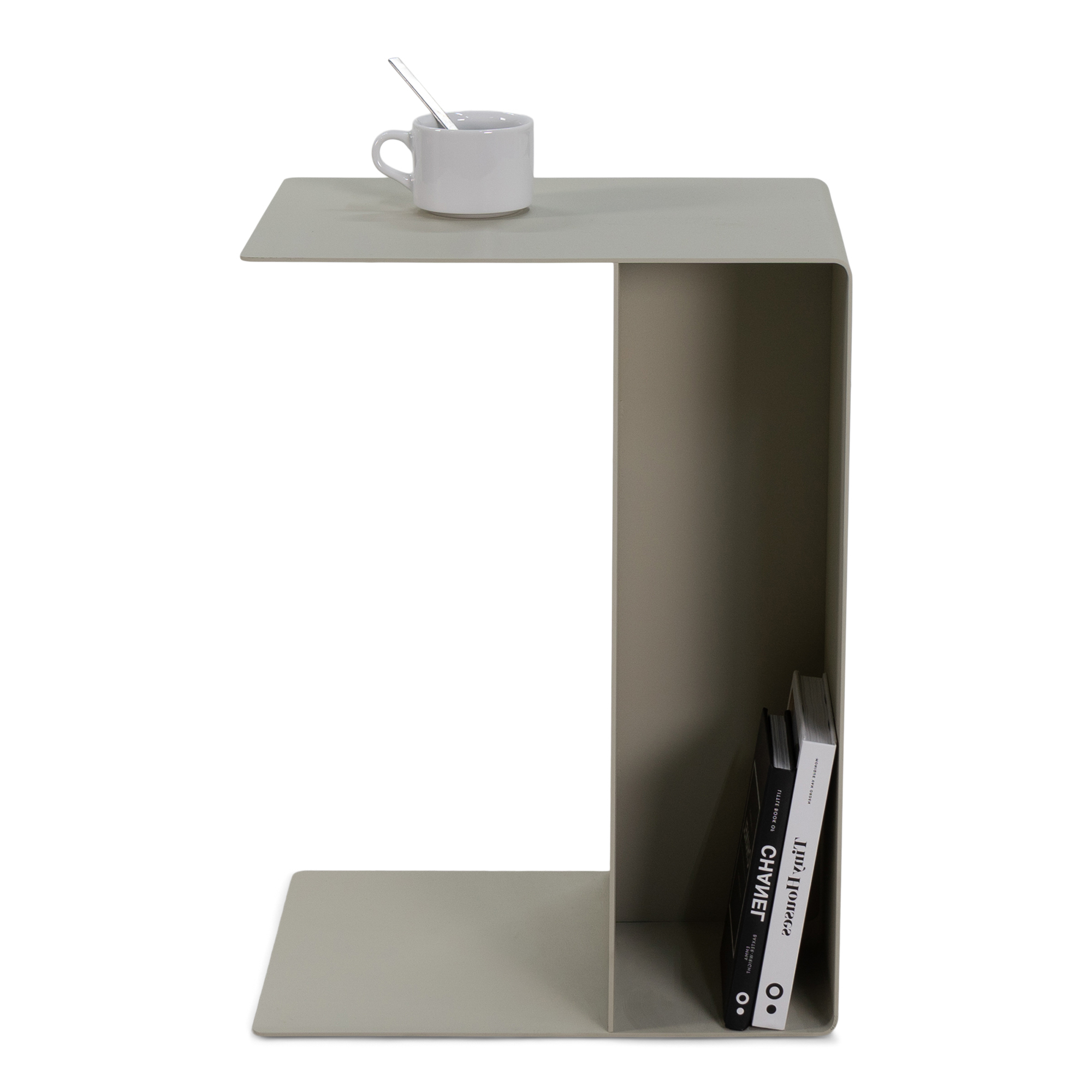 Sidebord Spinder Design Slide S-formet stål vendbart sand H54âÃâB30âÃâD40âcm med hylde