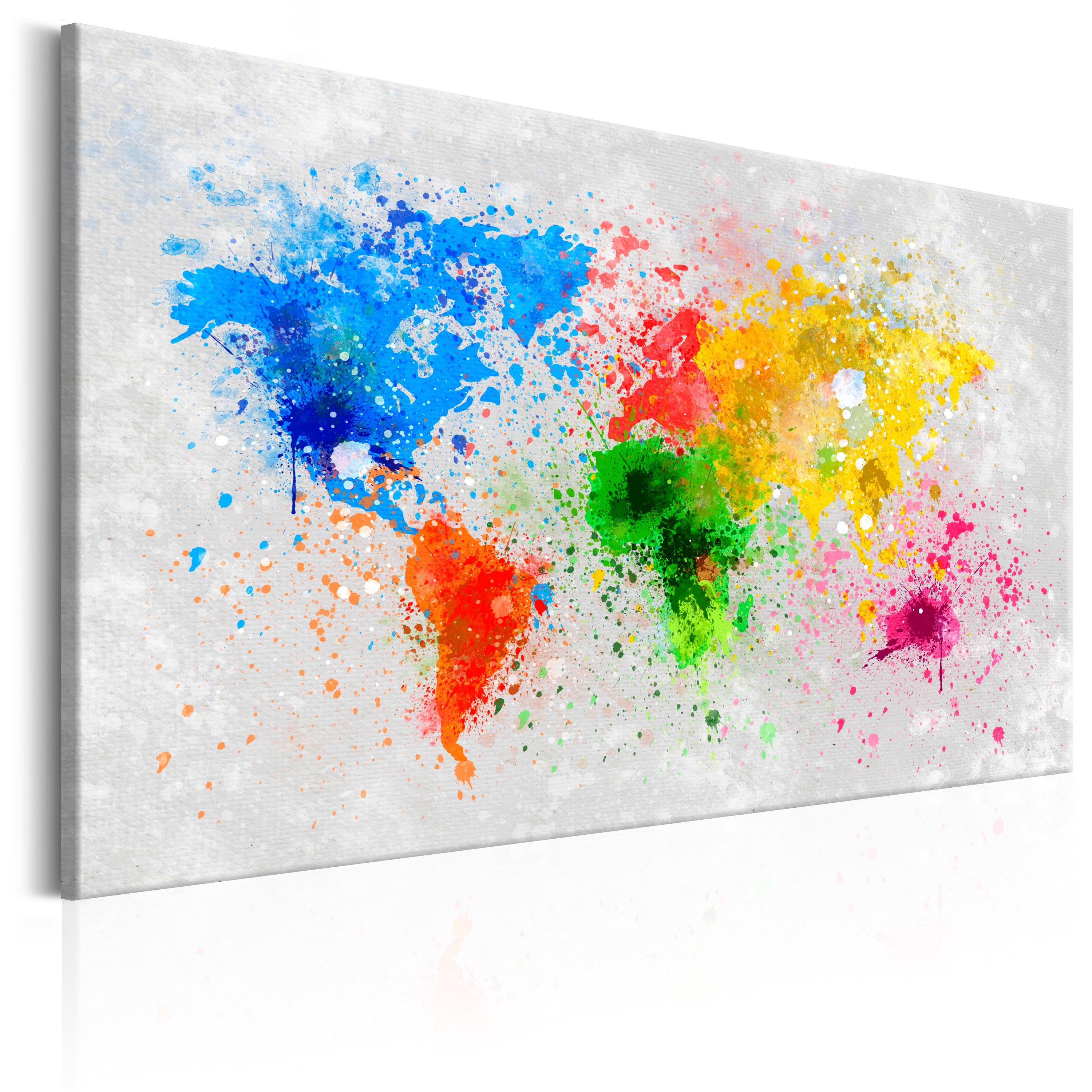 ARTGEIST Expressionism of the World - Farverigt verdenskort trykt på lærred - Flere størrelser 120x80