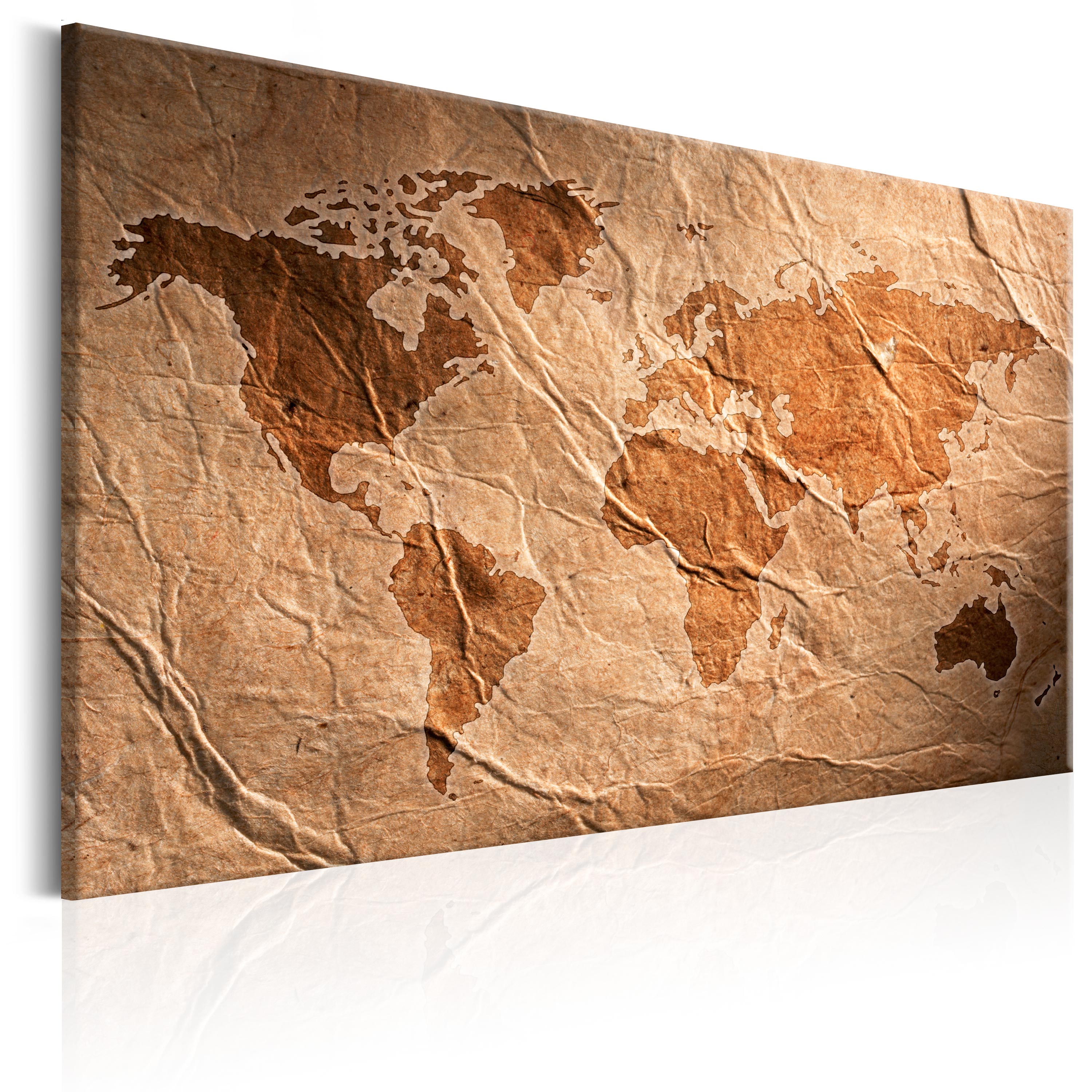 ARTGEIST Paper Map - Verdenskort med gammelt papir look trykt på lærred - Flere størrelser 60x40
