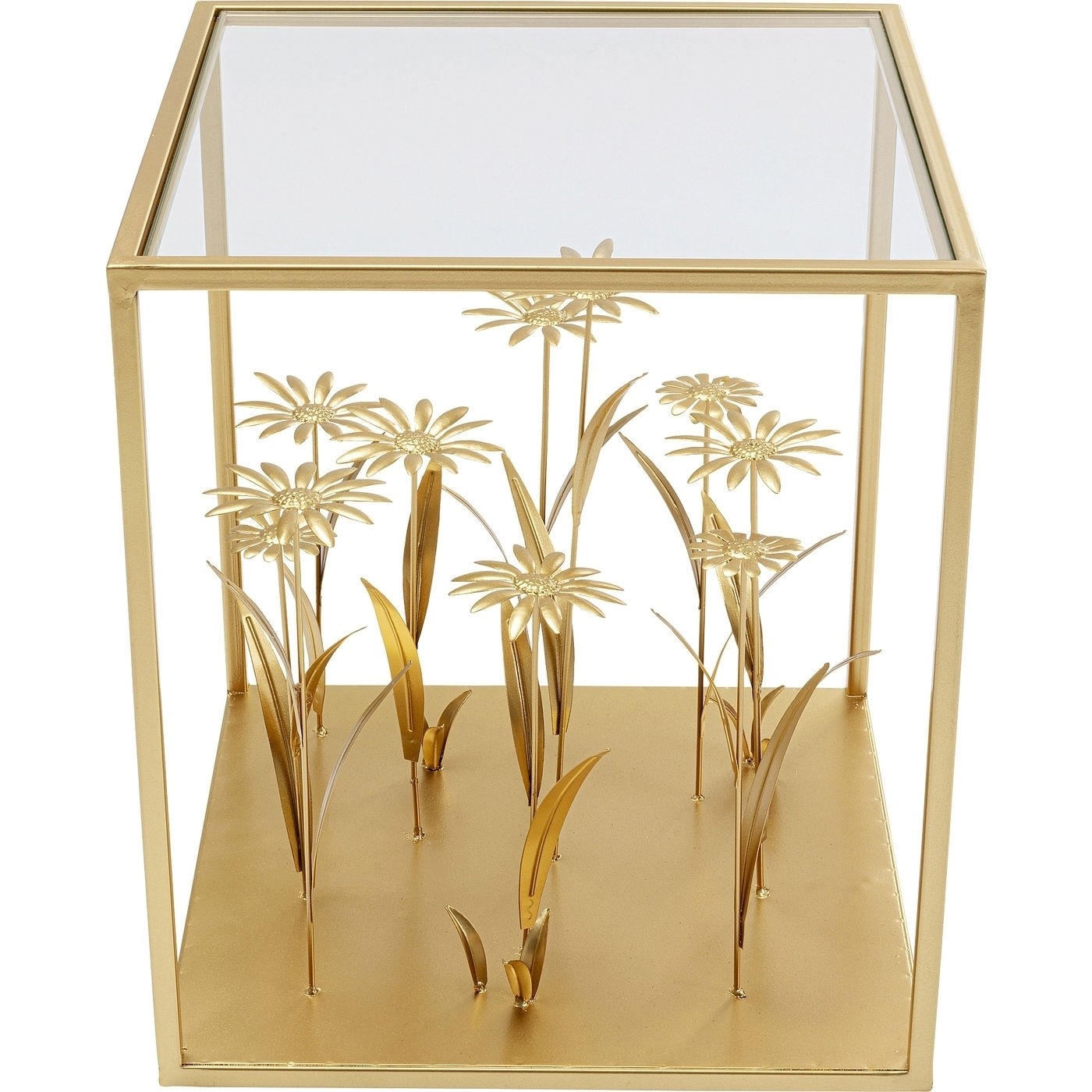KARE DESIGN Flower Meadow kvadratisk sidebord - guldfarvet stål og glas (40x40) thumbnail