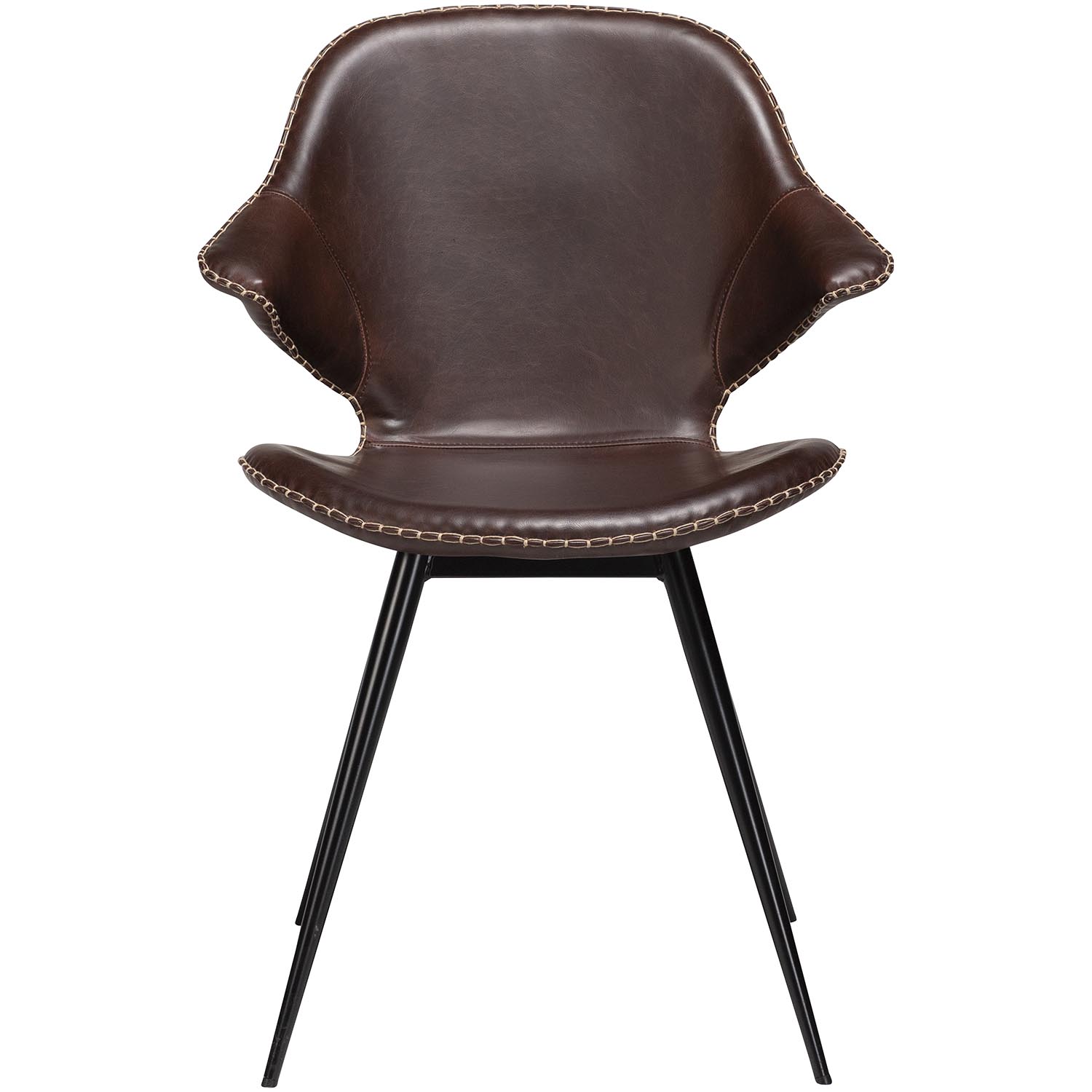 DAN-FORM Karma spisebordsstol - vintage brun kunstlæder og sort stål