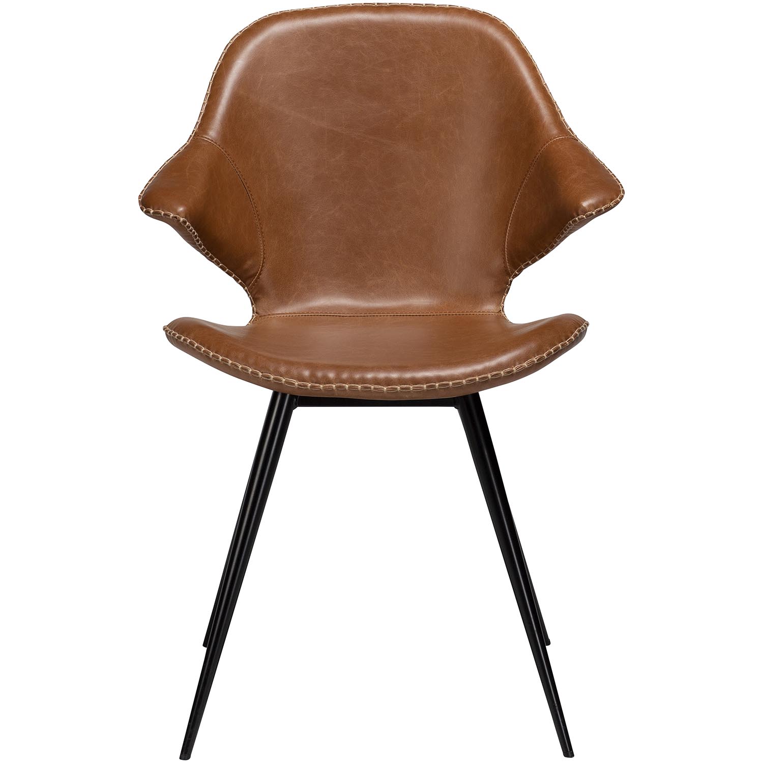 DAN-FORM Karma spisebordsstol - vintage lysebrun kunstlæder og sort stål