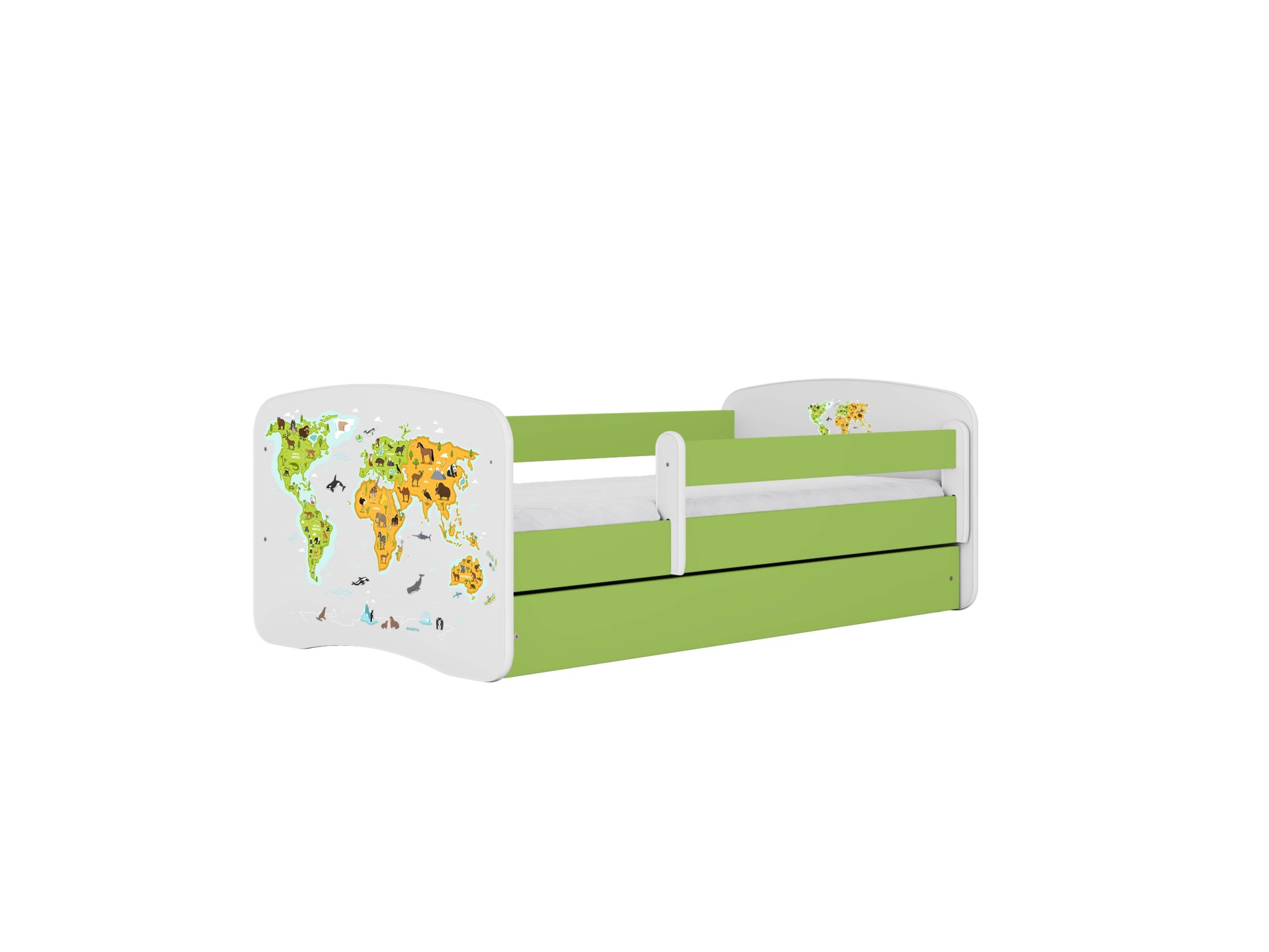 KOCOT KIDS Seng babydreams green map med skuffe med madras 160/80