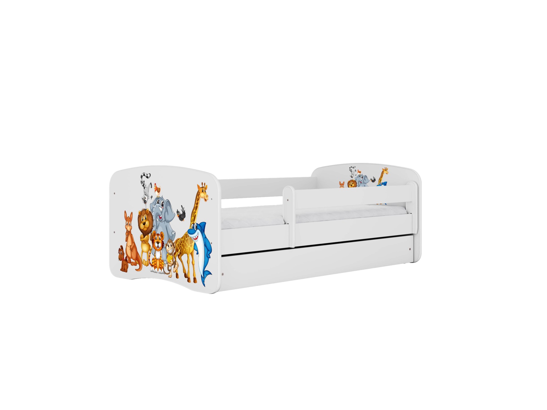 KOCOT KIDS Seng babydreams white animals uden skuffe med madras 140/70