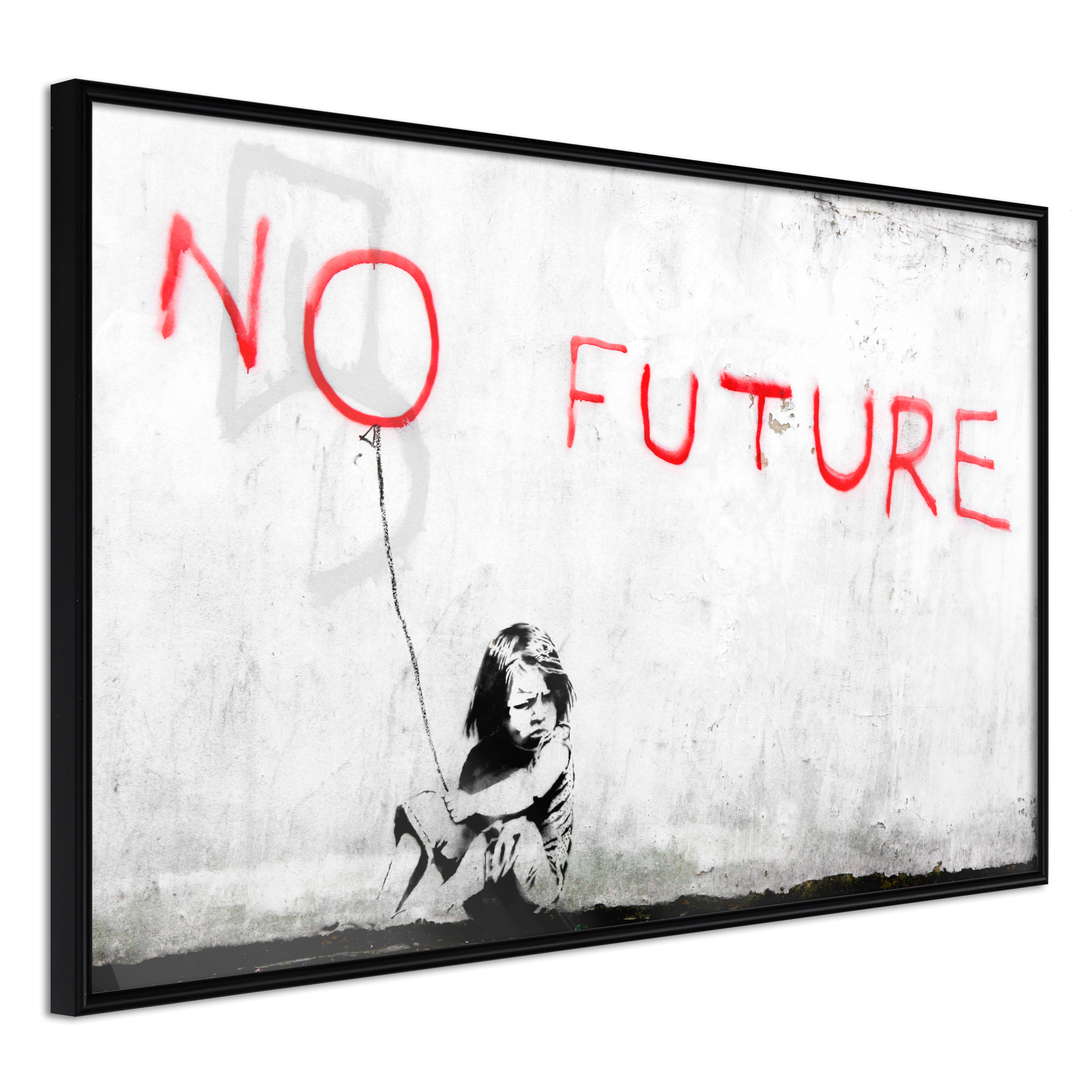 ARTGEIST Plakat med ramme - Banksy: No Future Sort med passepartout 90x60