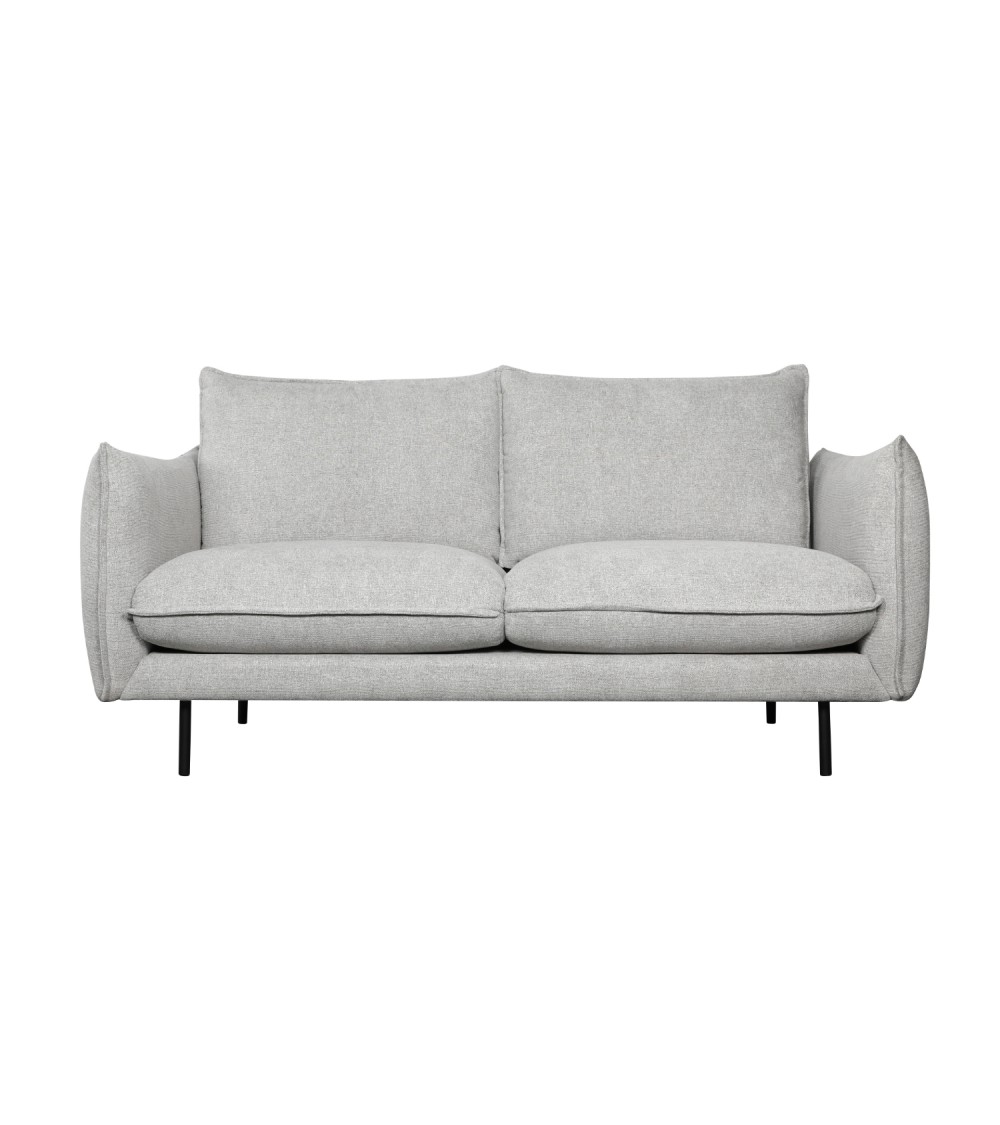 Milano 2 pers. sofa - lysegrå stof og sort metal