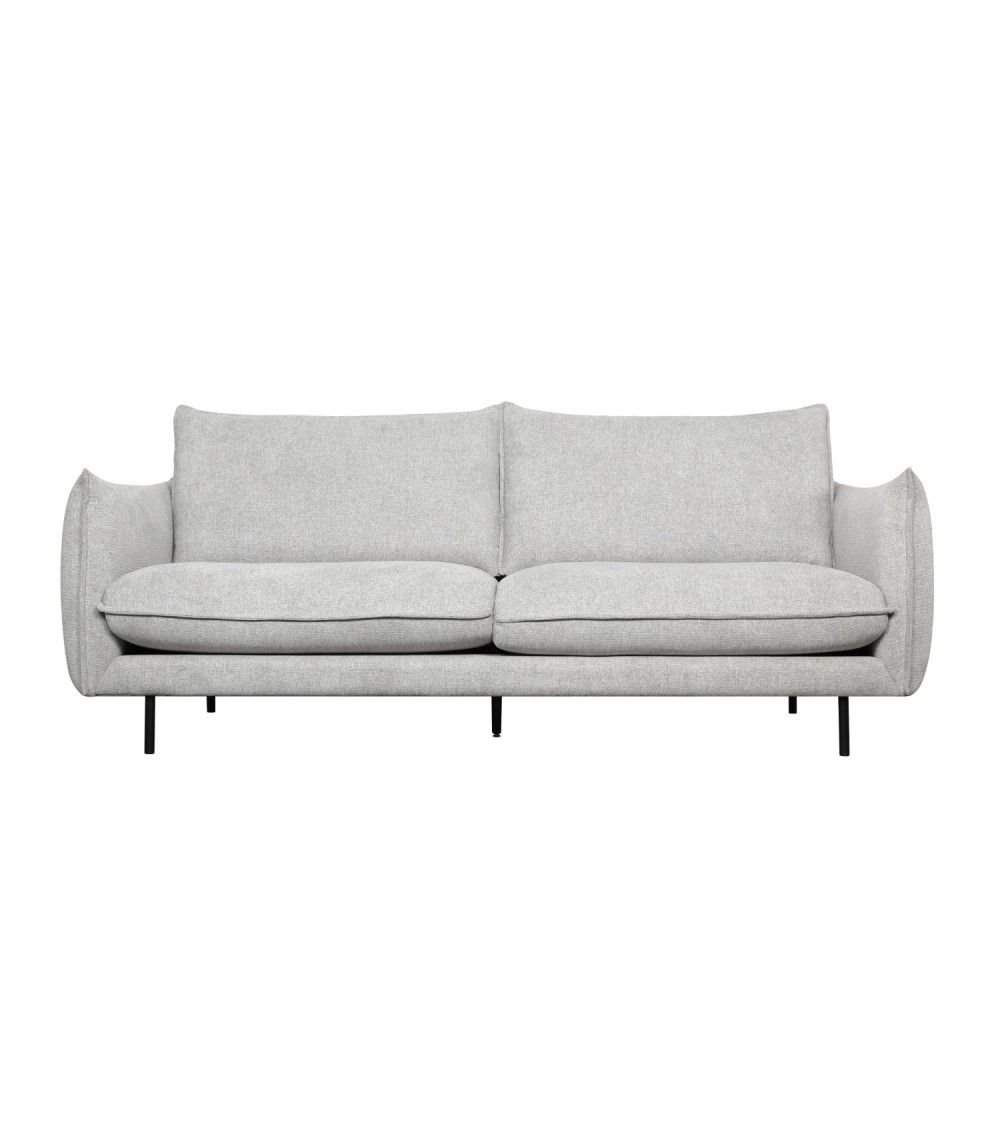 Milano 3 pers. sofa - lysegrå stof og sort metal
