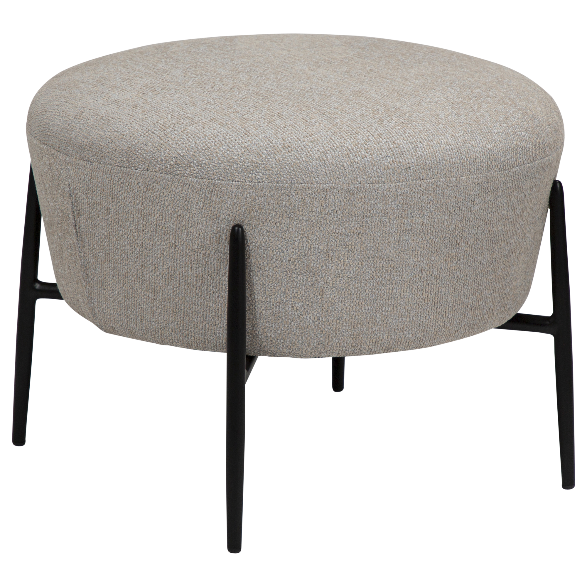 DAN-FORM ORBIT fodskammel Cashmere bouclé stof m. sorte metal ben