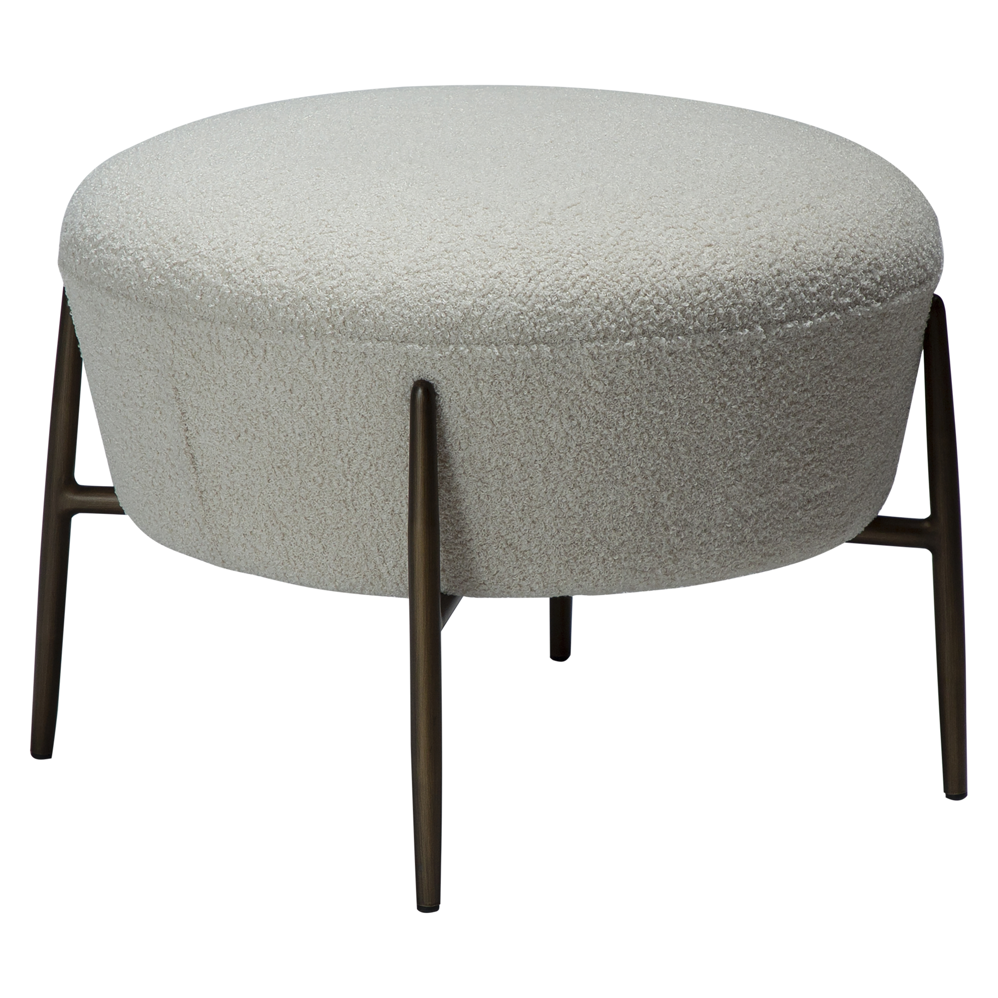 DAN-FORM ORBIT fodskammel Dove RPES bouclé m. antikke messing ben