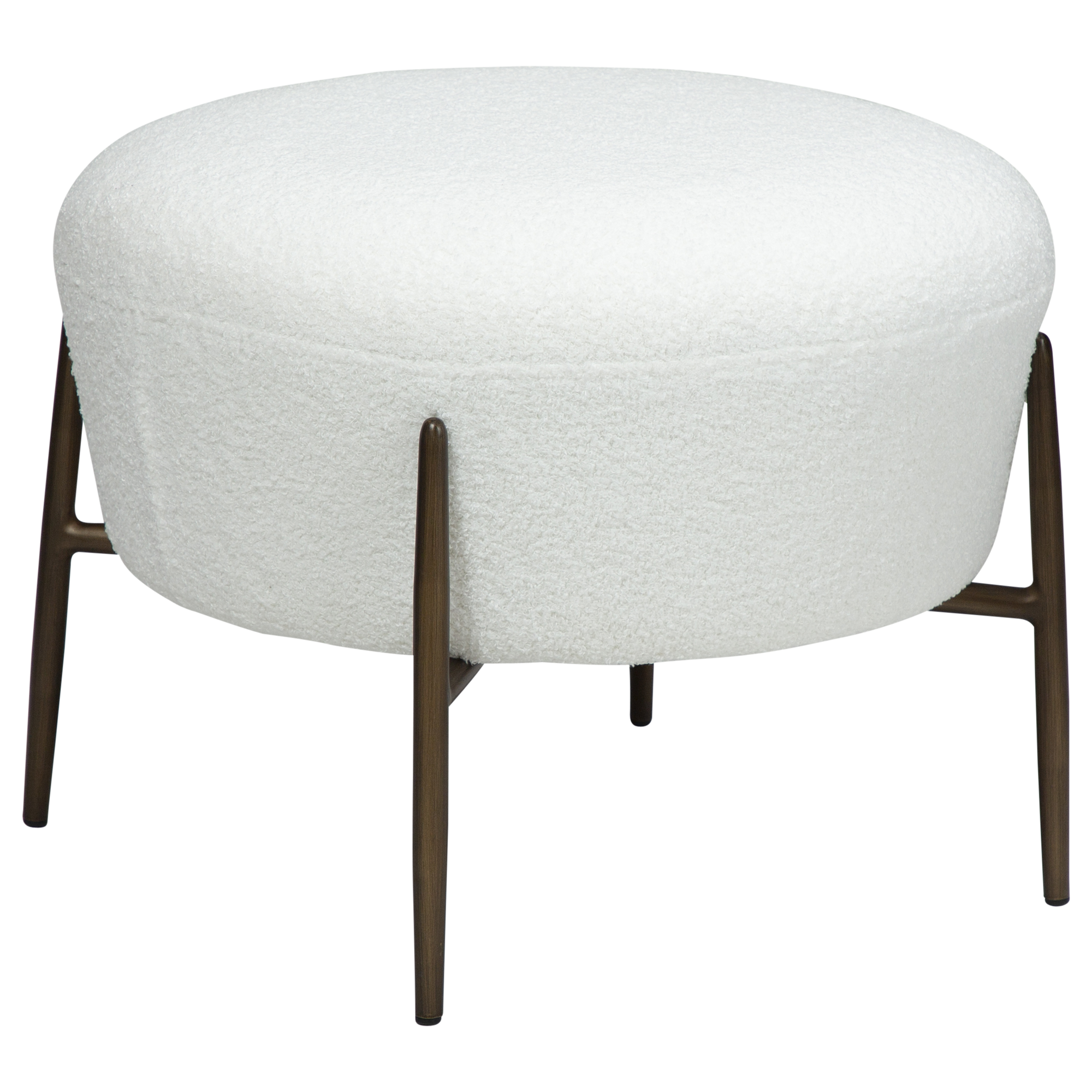 DAN-FORM ORBIT fodskammel Snow RPES bouclé m. antikke messing ben