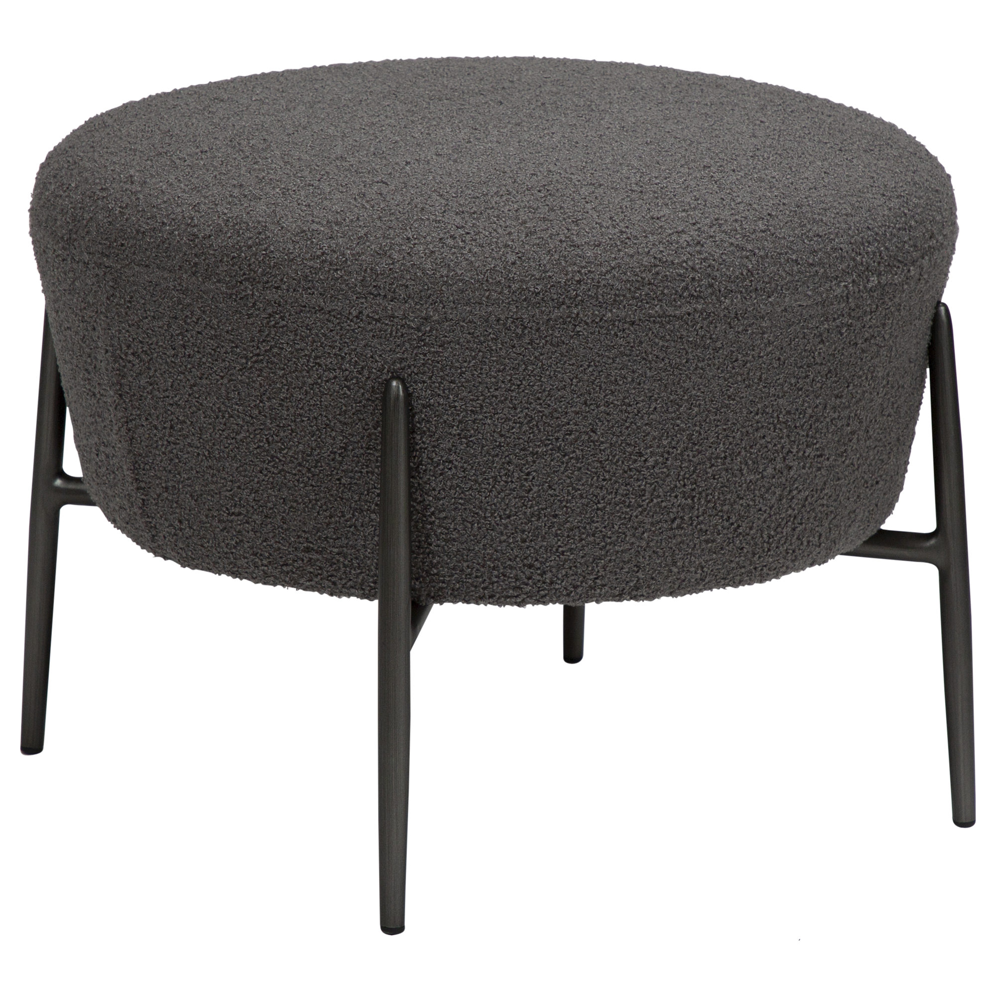 DAN-FORM ORBIT fodskammel Stone RPES bouclé m. antikke tin ben