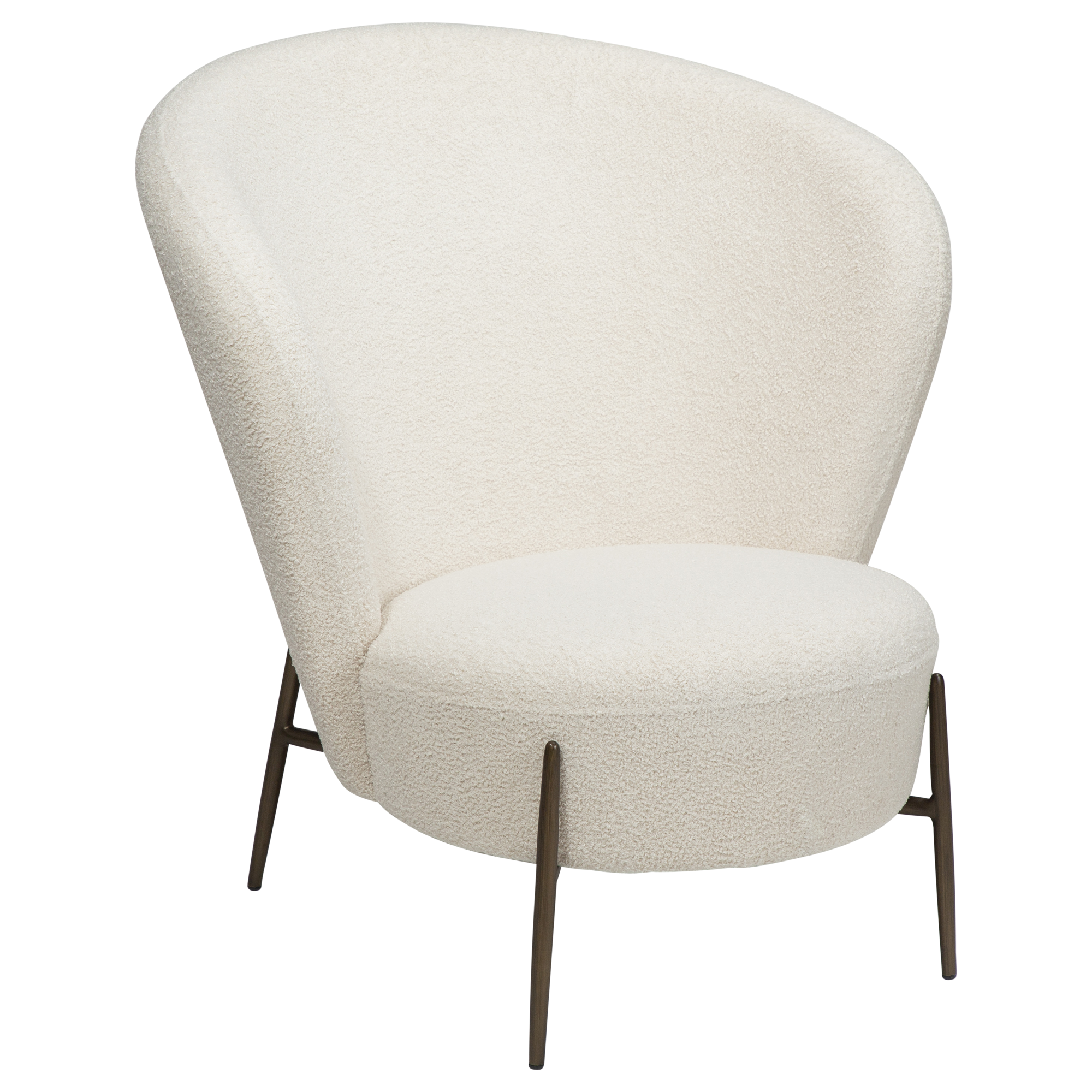DAN-FORM ORBIT Lounge Chair Dove RPES bouclé stof m. antikke messing ben