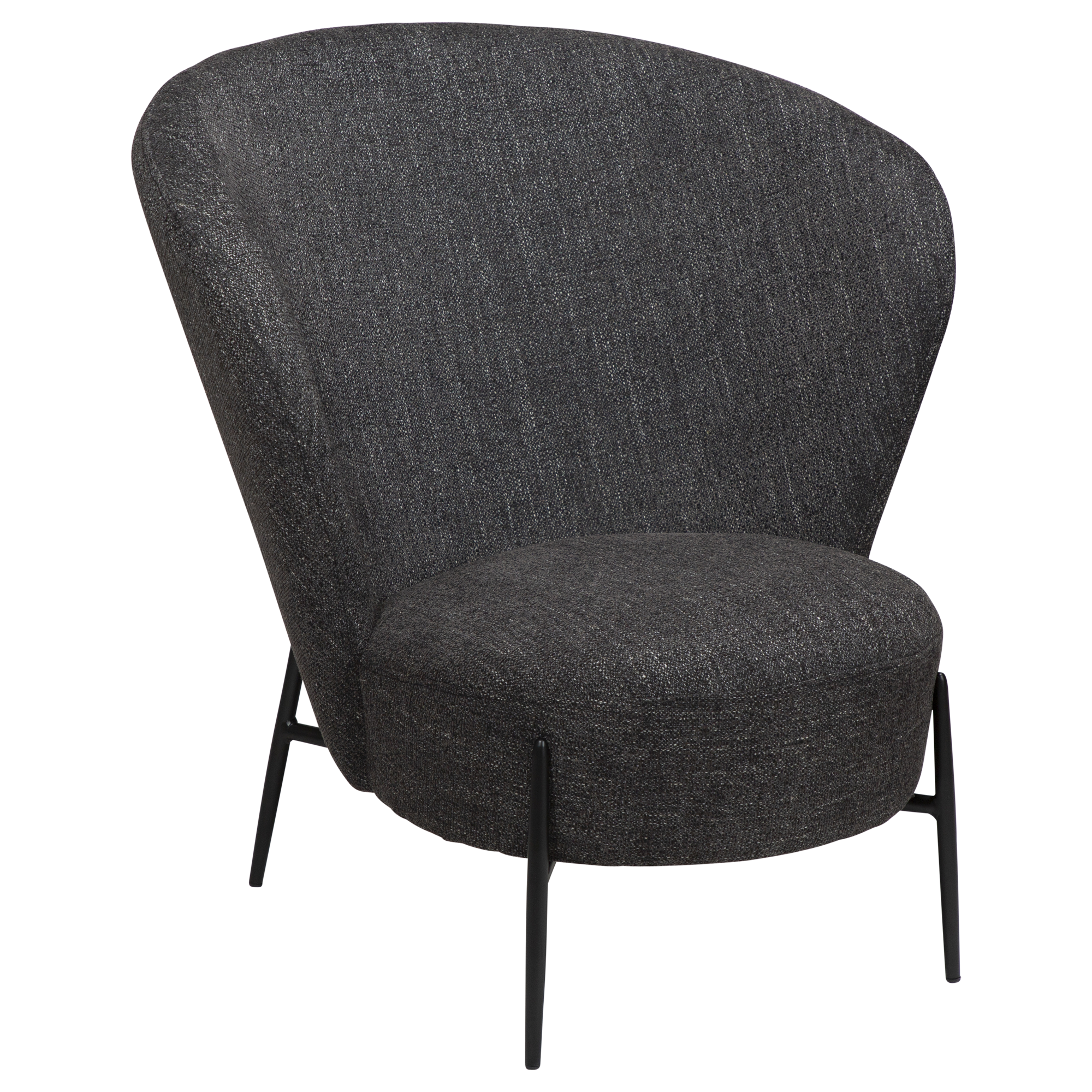 DAN-FORM ORBIT Lounge Chair Raven sort bouclé stof m. sorte metal ben