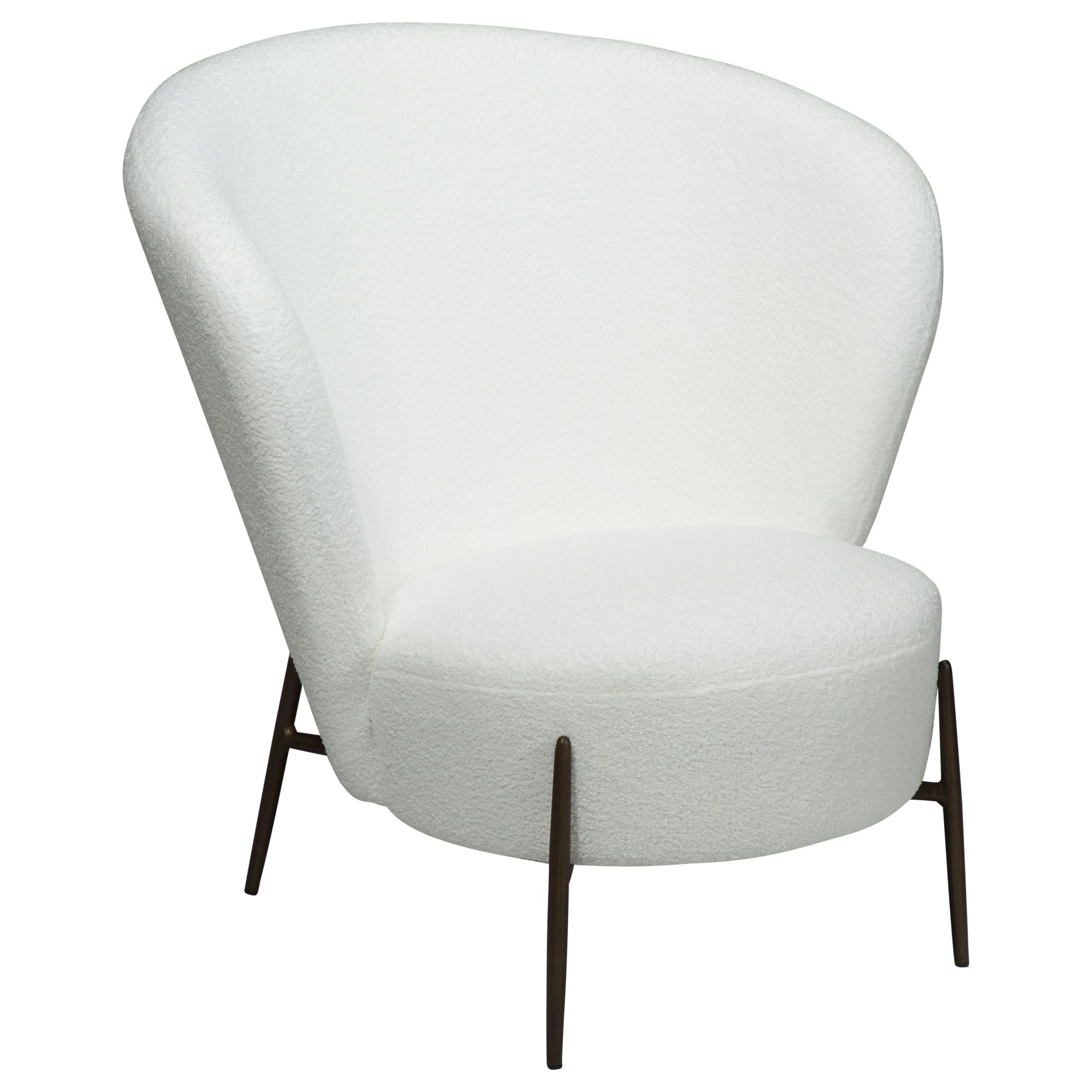 DAN-FORM ORBIT Lounge Chair Snow RPES bouclé m. antikke messing ben