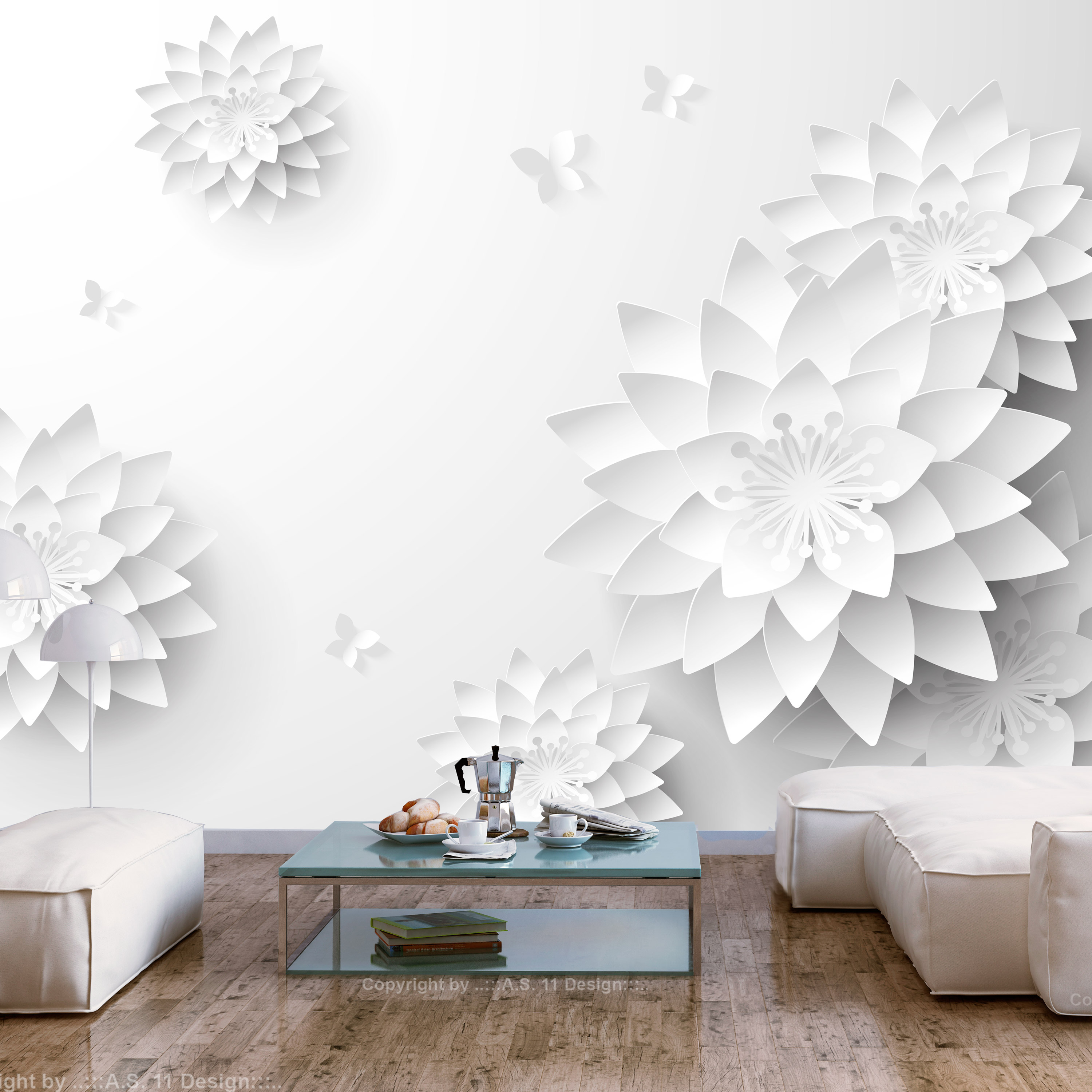 ARTGEIST Fototapet - Oriental Flowers, hvide søanemoner (flere størrelser) 100x70