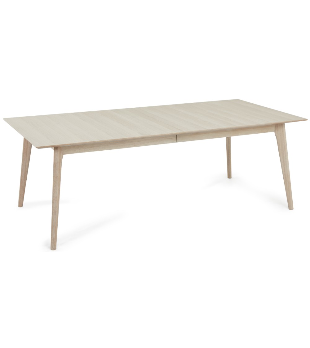 Porto spisebord, m. 2 tillægsplader - hvidolieret egetræsfinér og træ (95x170(270))