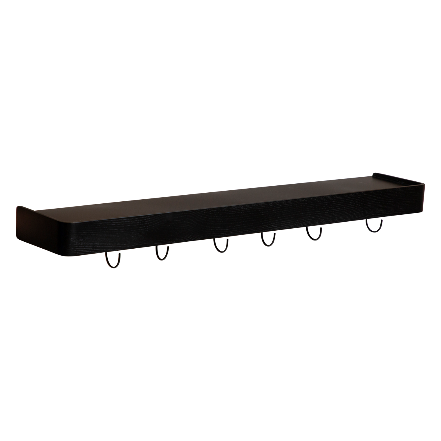 DAN-FORM PROTOPIA væghylde, m. 9 metalkroge - sort askefiner og sort metal (B:120)