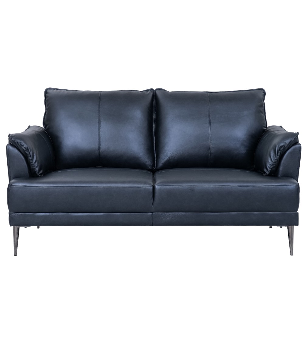 Soul 2 pers. sofa - sort semianilin læder og sort metal