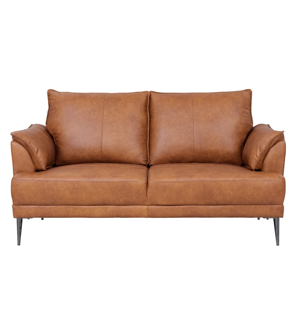 Soul 2 pers. sofa - lysebrun semianilin læder og sort metal