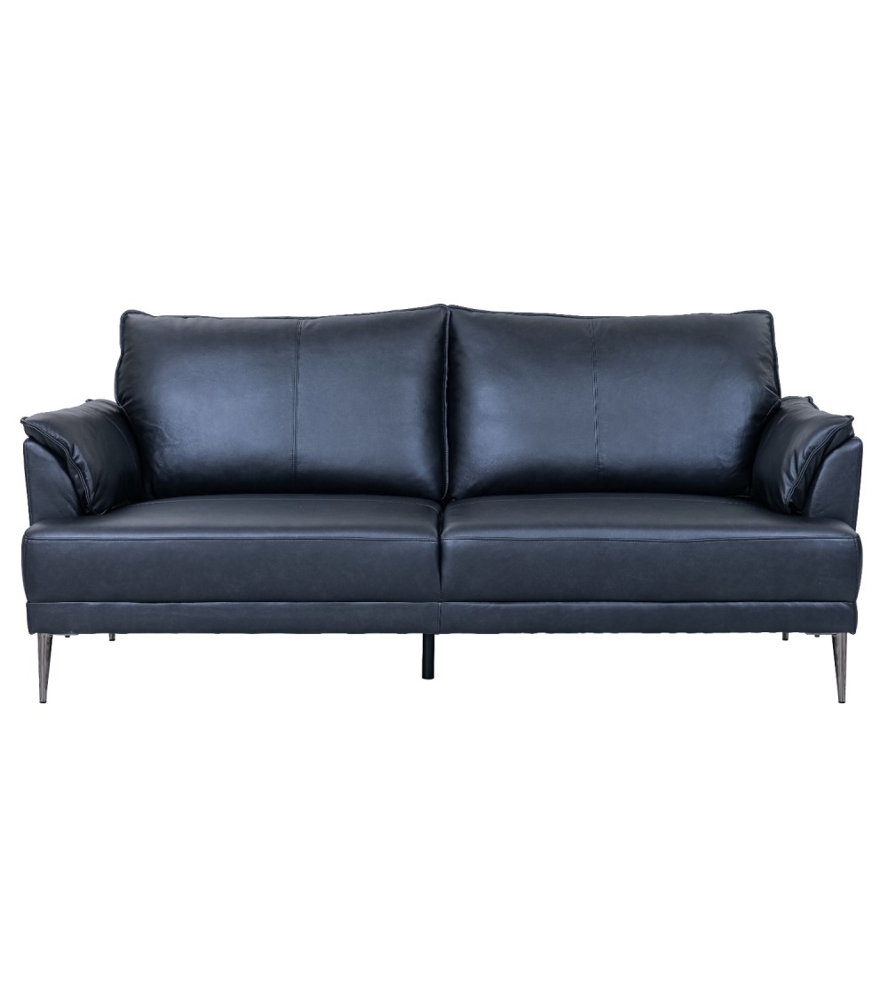 Soul 3 pers. sofa - sort semianilin læder og sort metal