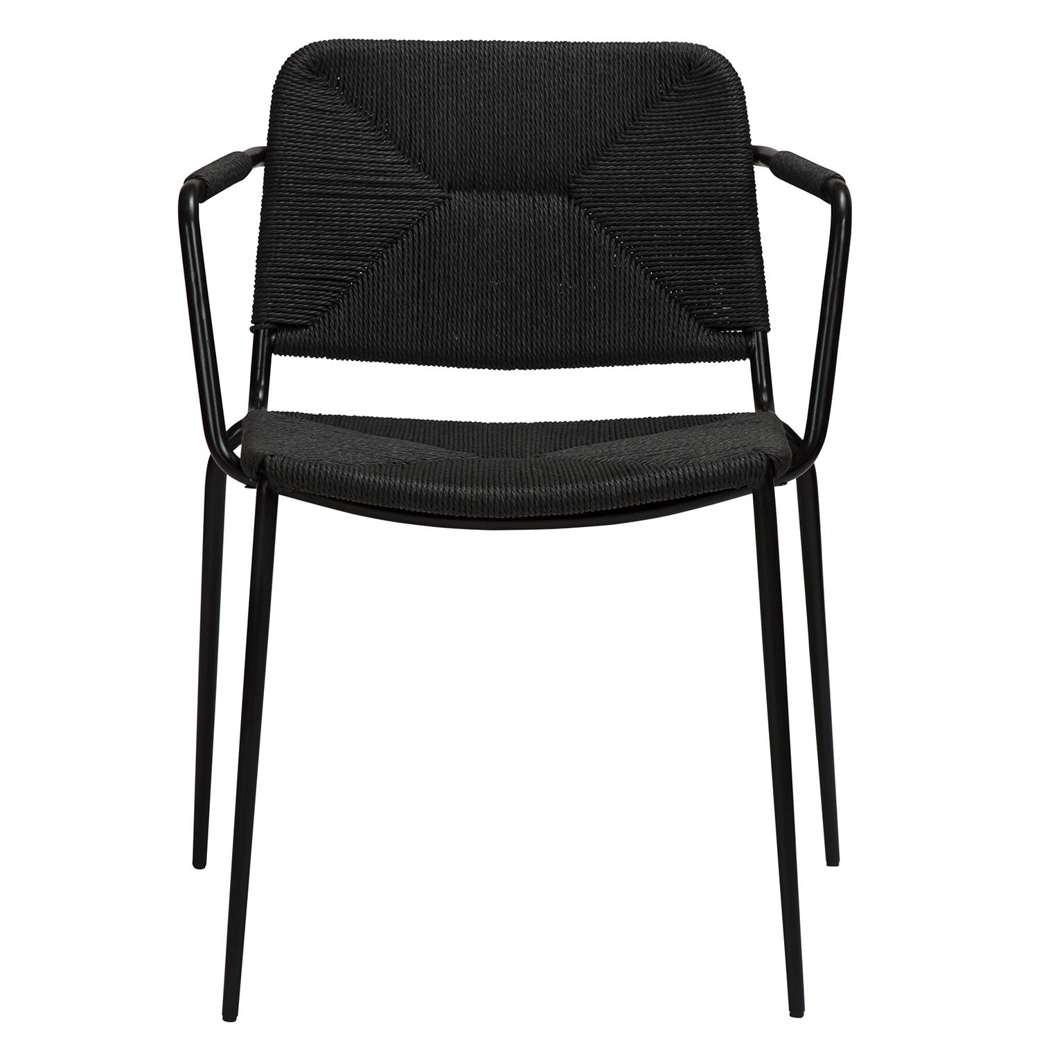 DAN-FORM Stiletto spisebordsstol, m. armlæn - sort papir snor og sort stål