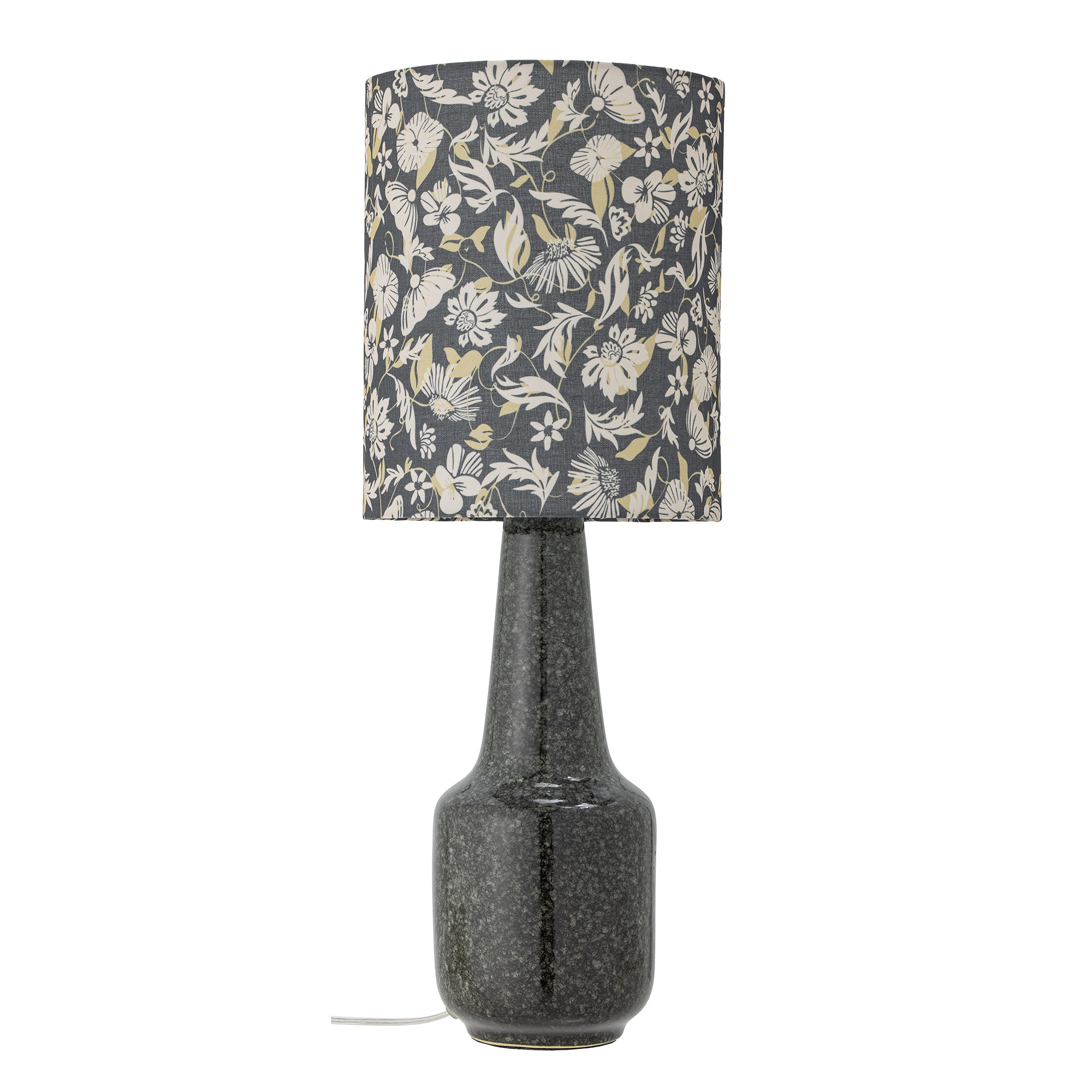 BLOOMINGVILLE Olefine bordlampe - blomsterskærm og grøn stentøj