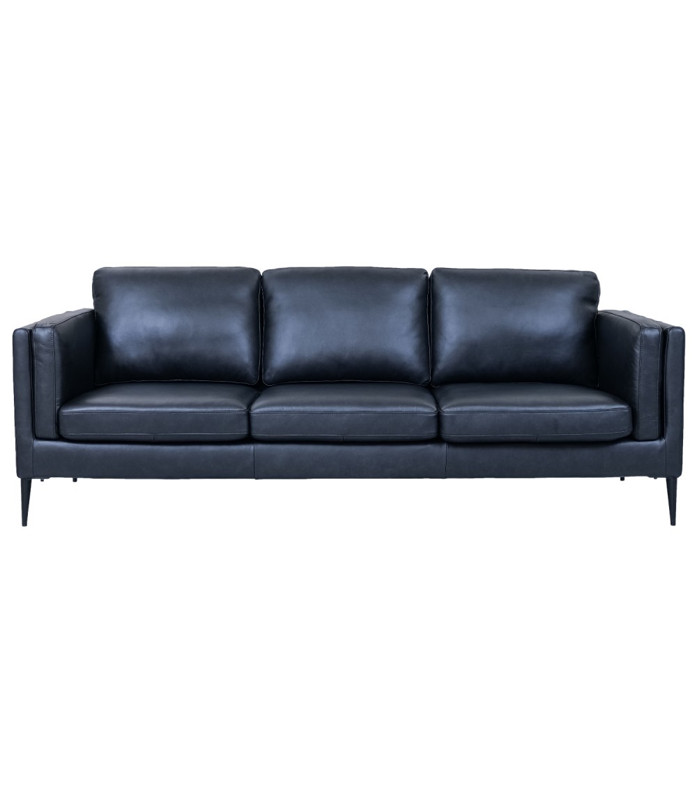Valencia 3 pers. sofa - sort semianilin læder og sort metal