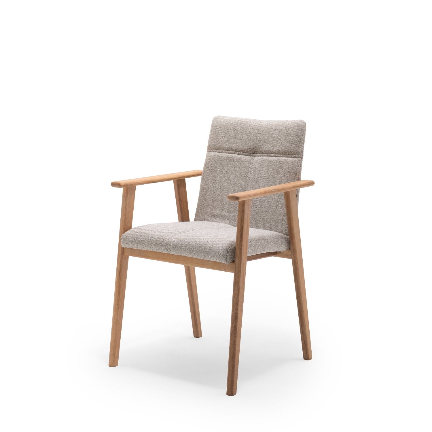 NocNoi Venø spisebordsstol med armlæn, stof og massivt egetræ