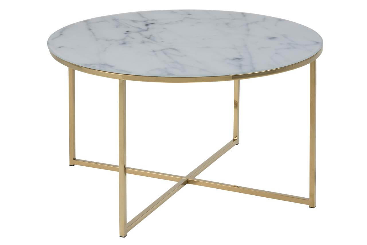 ACT NORDIC Alisma sofabord - glasplade, m. marmor print, rundt (Ø:80)