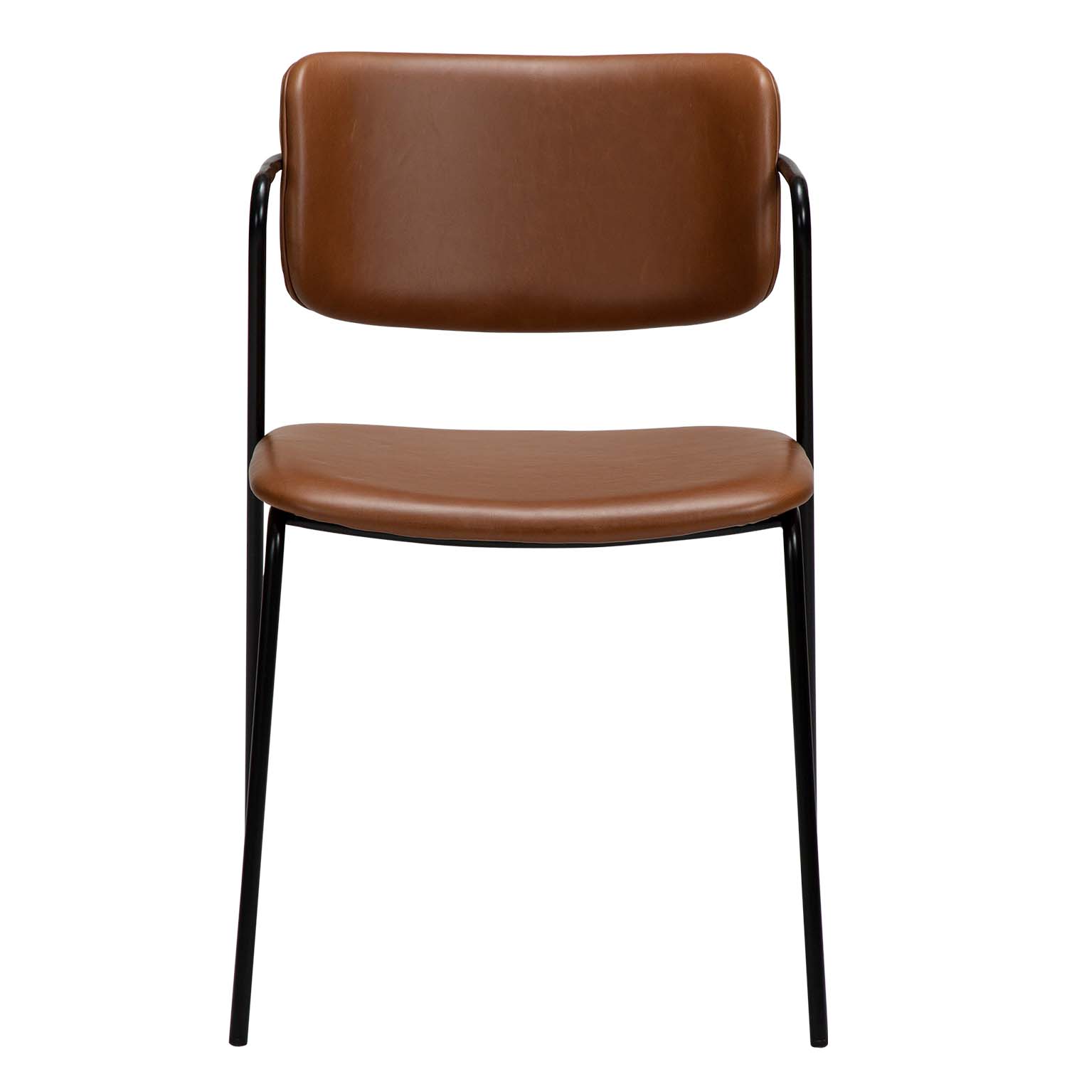 Køb DAN-FORM Zed spisebordsstol, m. armlæn – vintage lysebrun kunstlæder og sort metal
